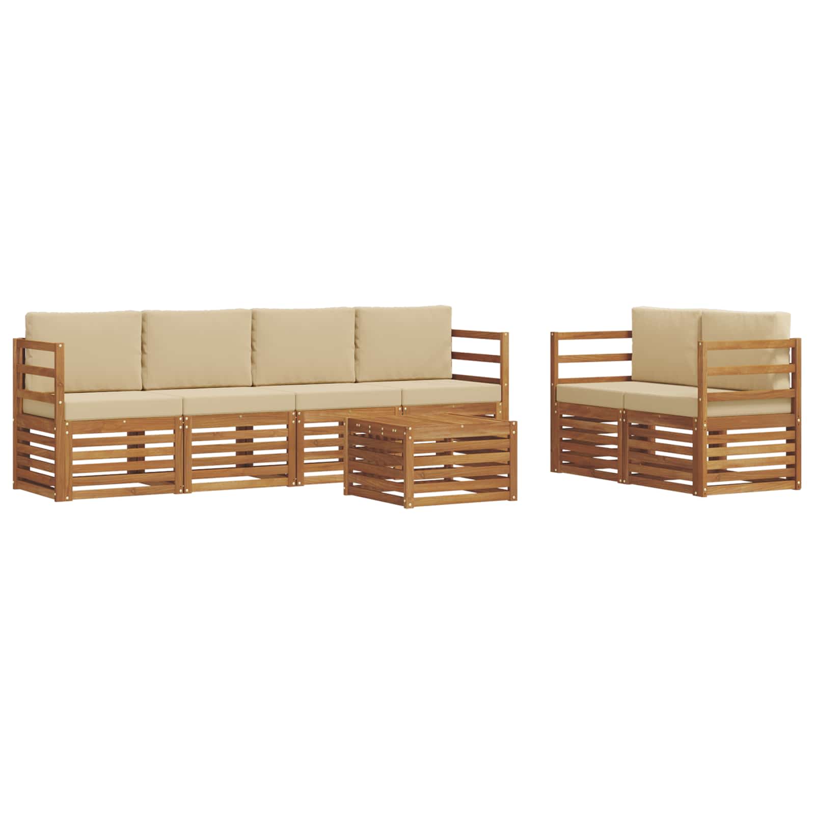 Set vanjskih sofa 7 pcs Prirodna i bež Čvrsto drvo akacije