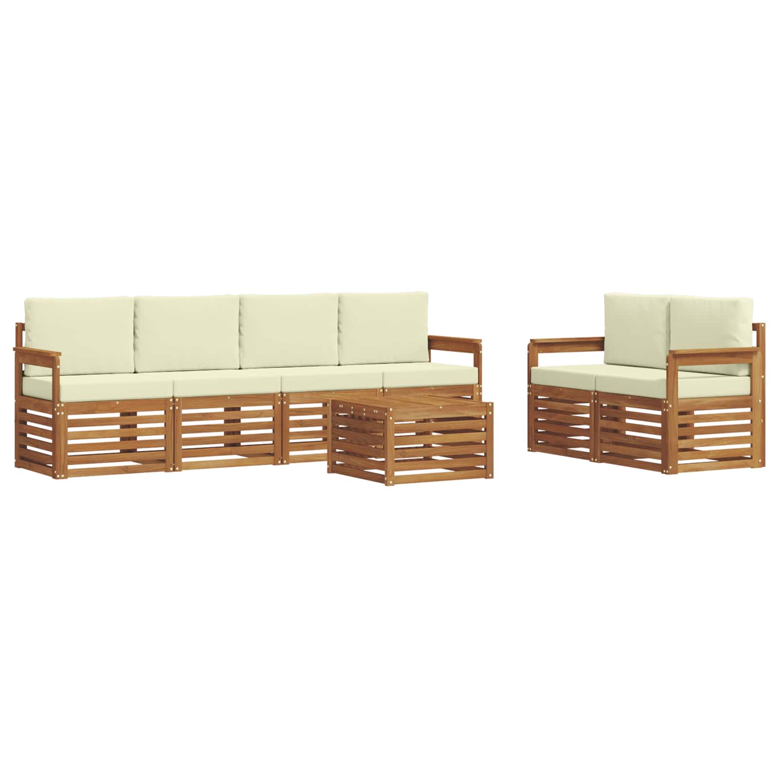 Set vanjskih sofa 7 pcs Prirodna i krem Čvrsto drvo akacije
