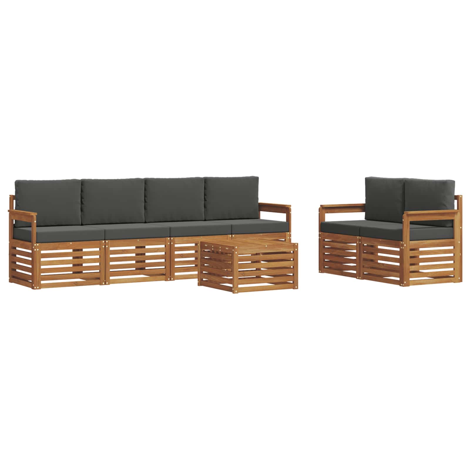 Set vanjskih sofa 7 pcs Prirodna i antracit Čvrsto drvo akacije