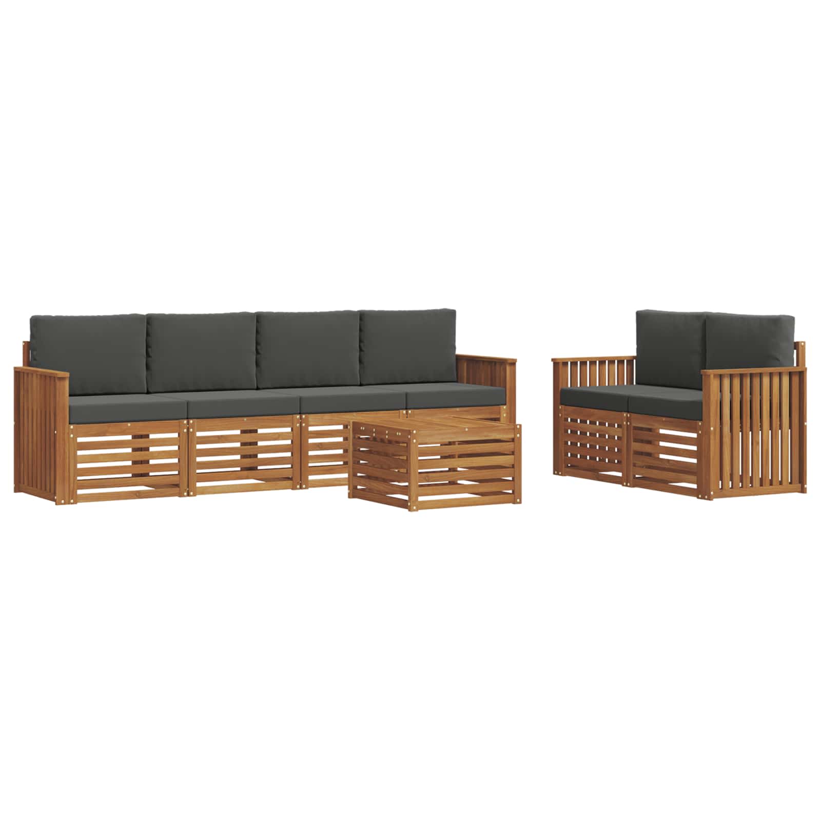Set vanjskih sofa 7 pcs Prirodna i antracit Čvrsto drvo akacije
