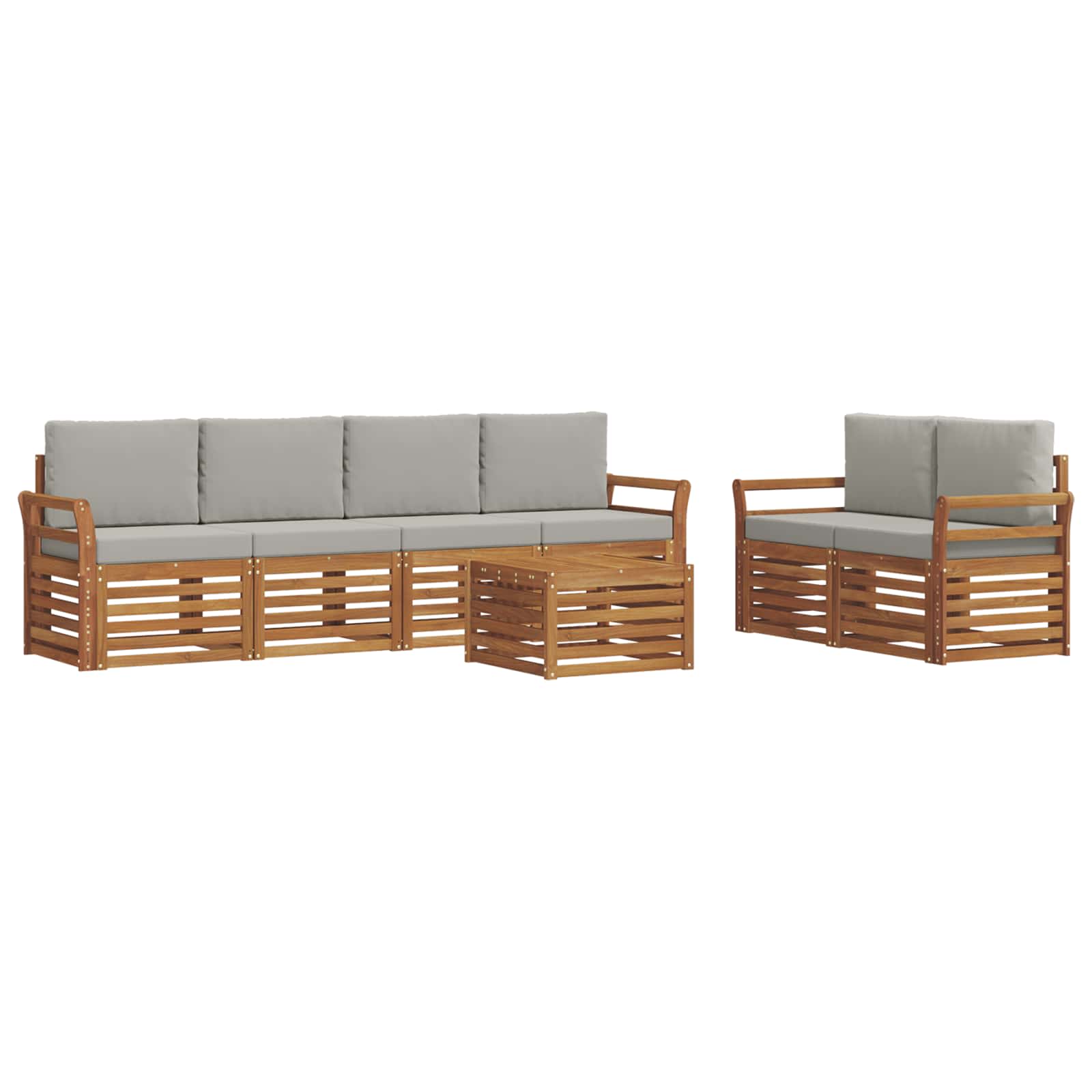 Set vanjskih sofa 7 pcs Prirodna i svijetlo siva