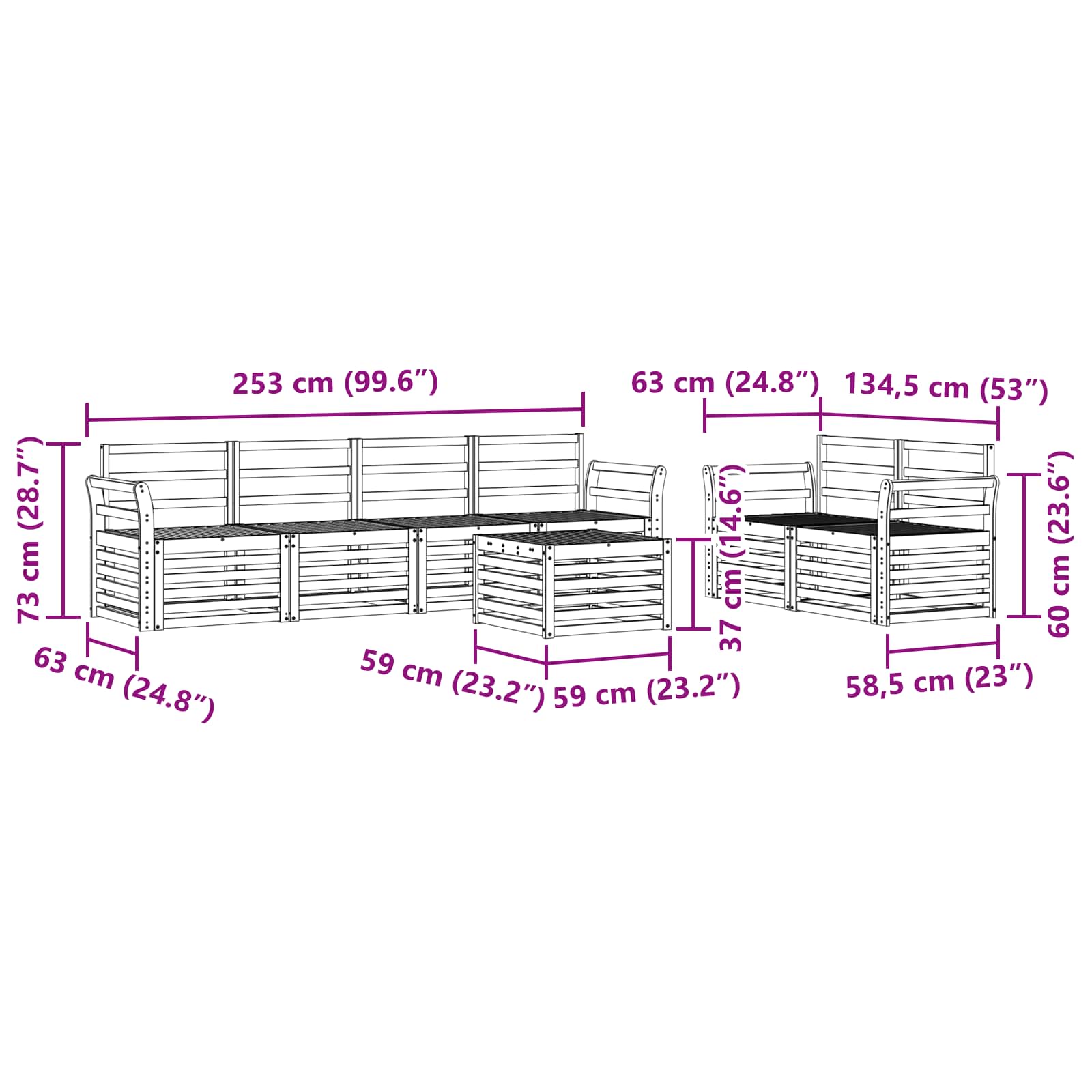Set vanjskih sofa 7 pcs Prirodna i antracit Čvrsto drvo akacije