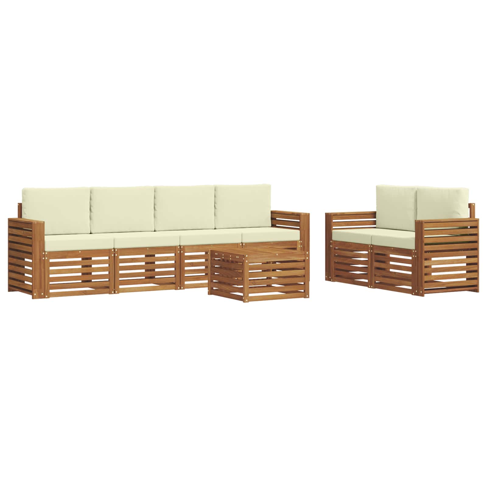 Set vanjskih sofa 7 pcs Prirodna i krem Čvrsto drvo akacije