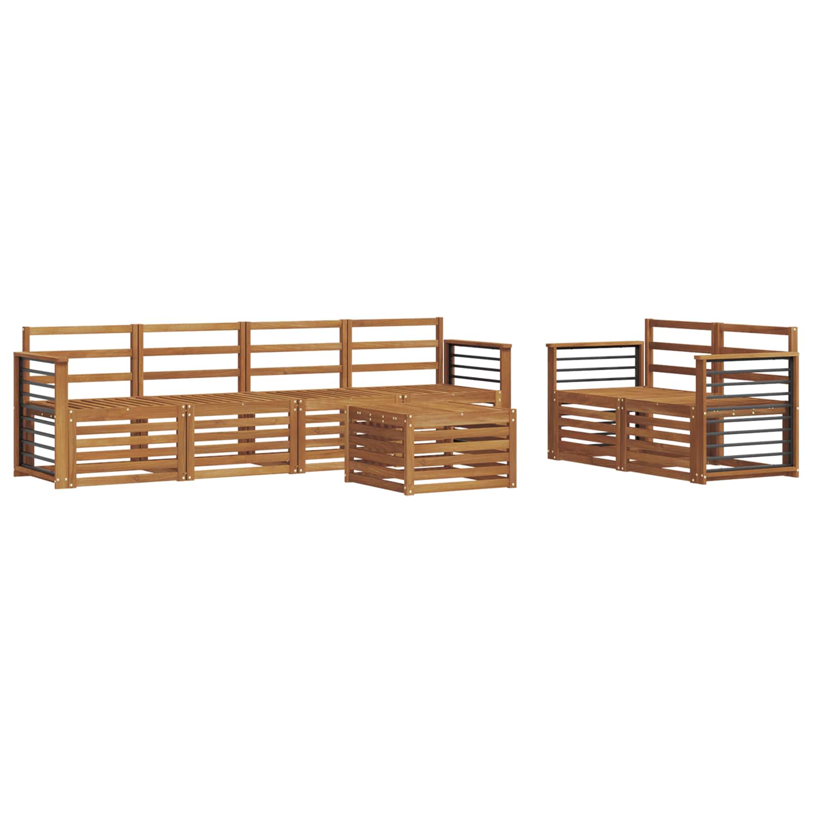 Setovi sofa 7 pcs Prirodna Čvrsto drvo akacije
