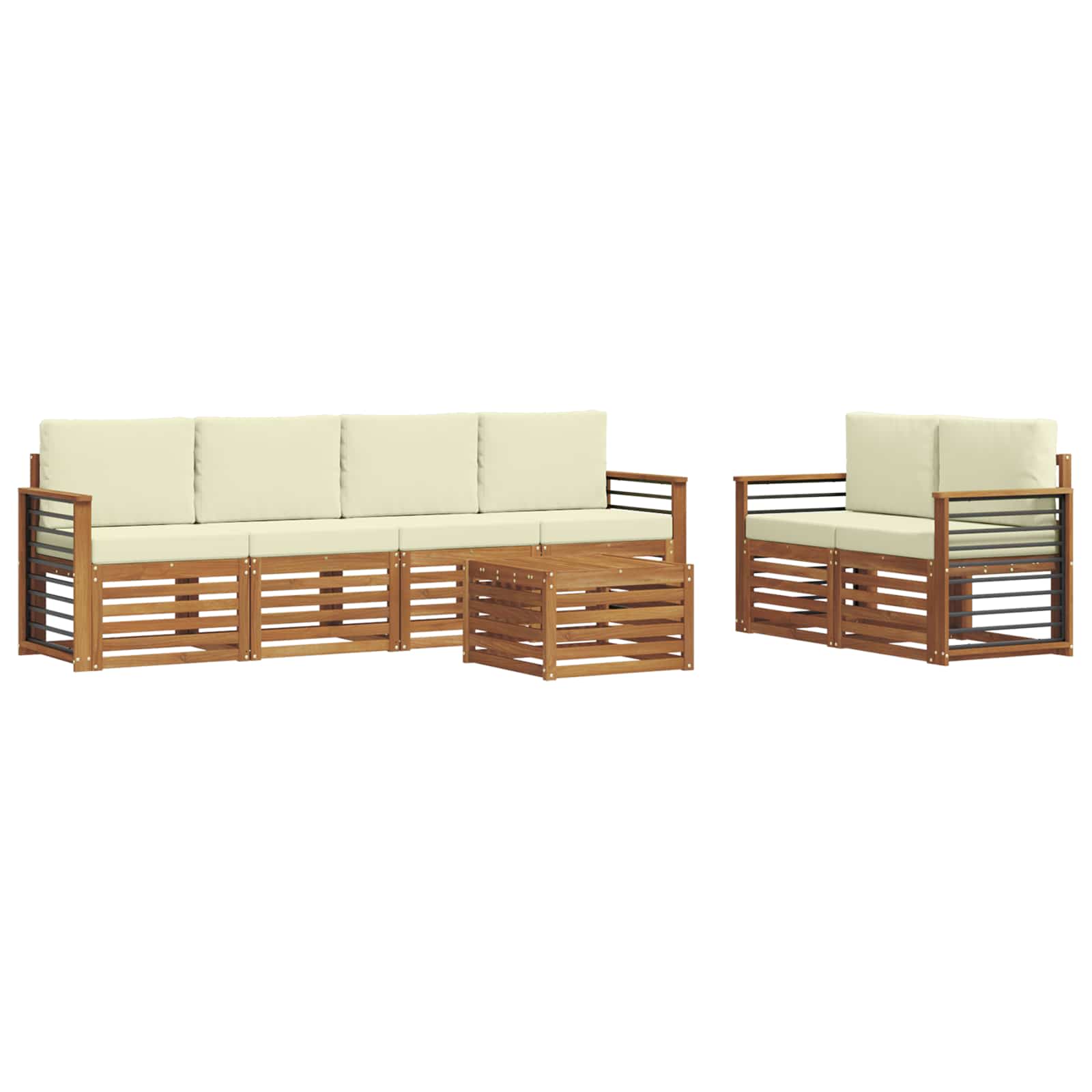 Set vanjskih sofa 7 pcs Prirodna i krem Čvrsto drvo akacije