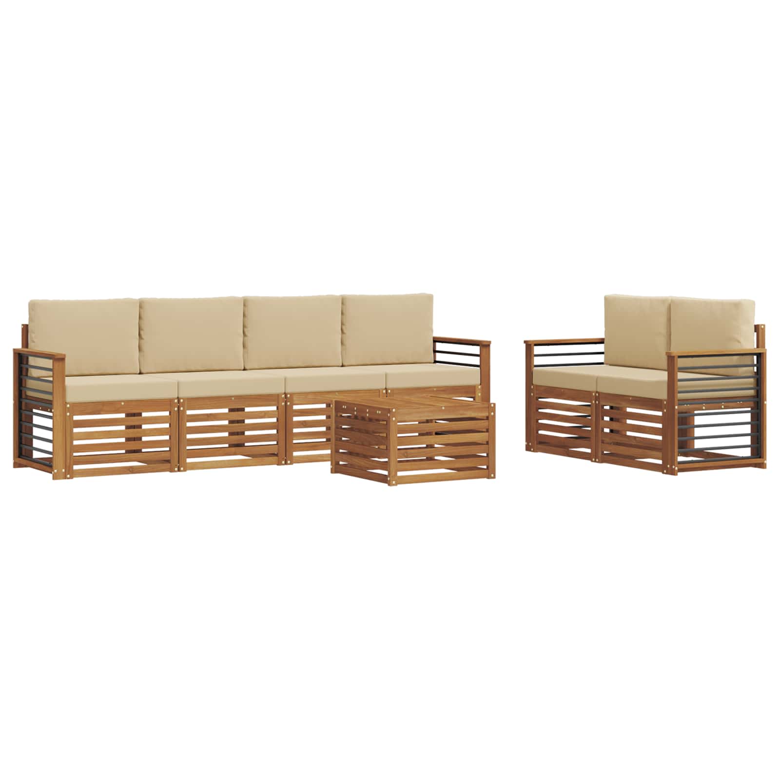 Set vanjskih sofa 7 pcs Prirodna i bež Čvrsto drvo akacije