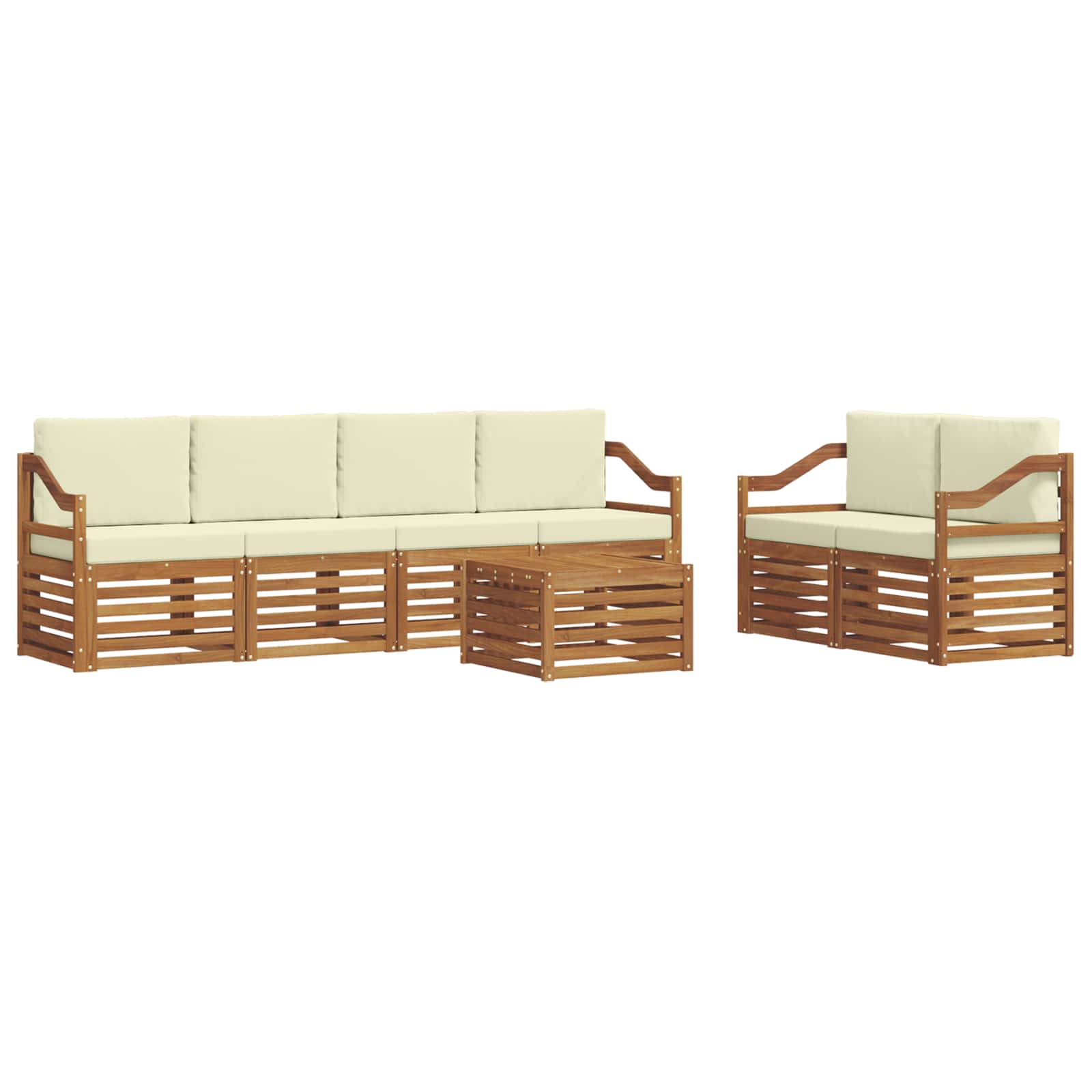 Set vanjskih sofa 7 pcs Prirodna i krem Čvrsto drvo akacije