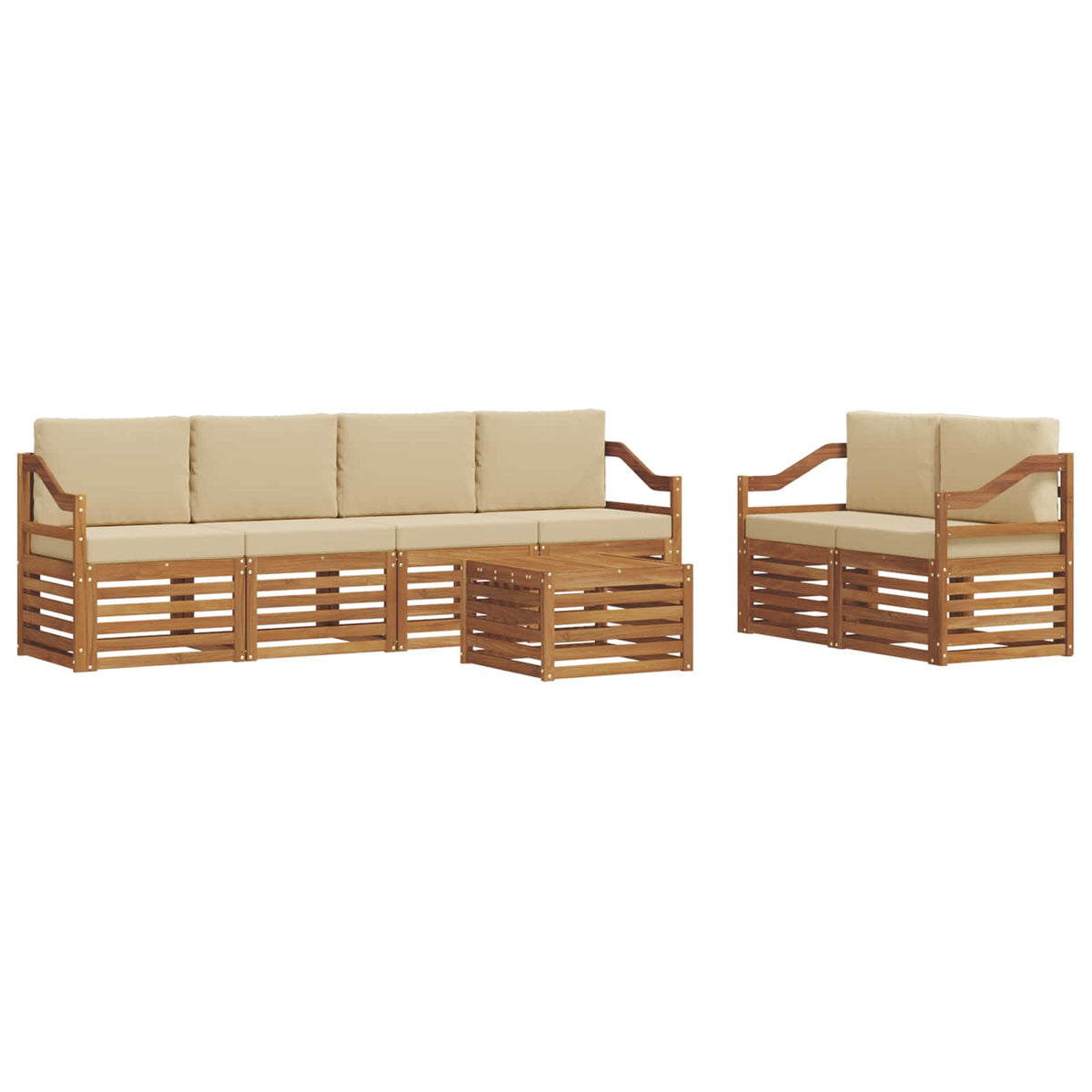 Set vanjskih sofa 7 kom. Prirodna i bež Čvrsto drvo akacije