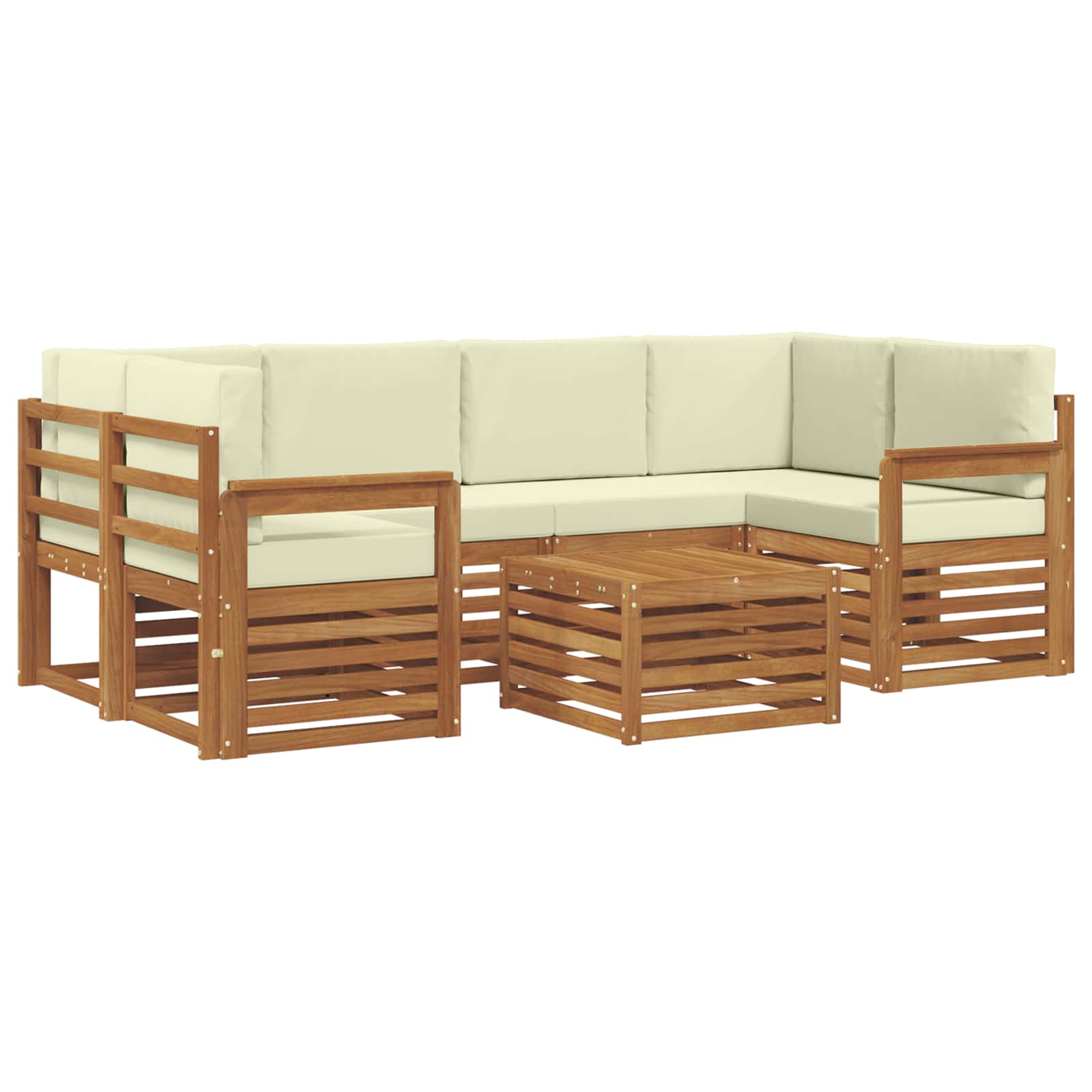 Set vanjskih sofa 7 pcs Prirodna i krem Čvrsto drvo akacije