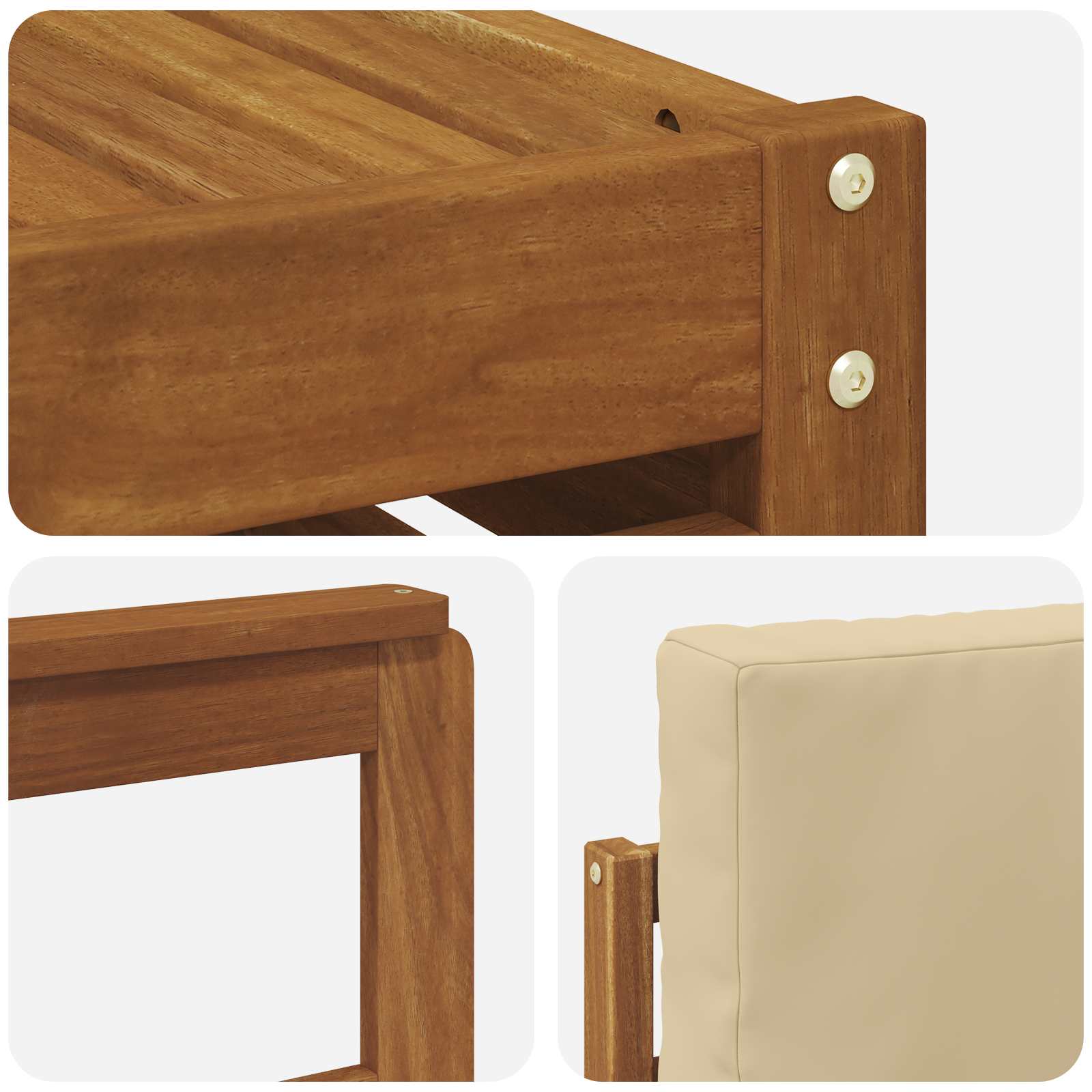 Set vanjskih sofa 7 pcs Prirodna i bež Čvrsto drvo akacije