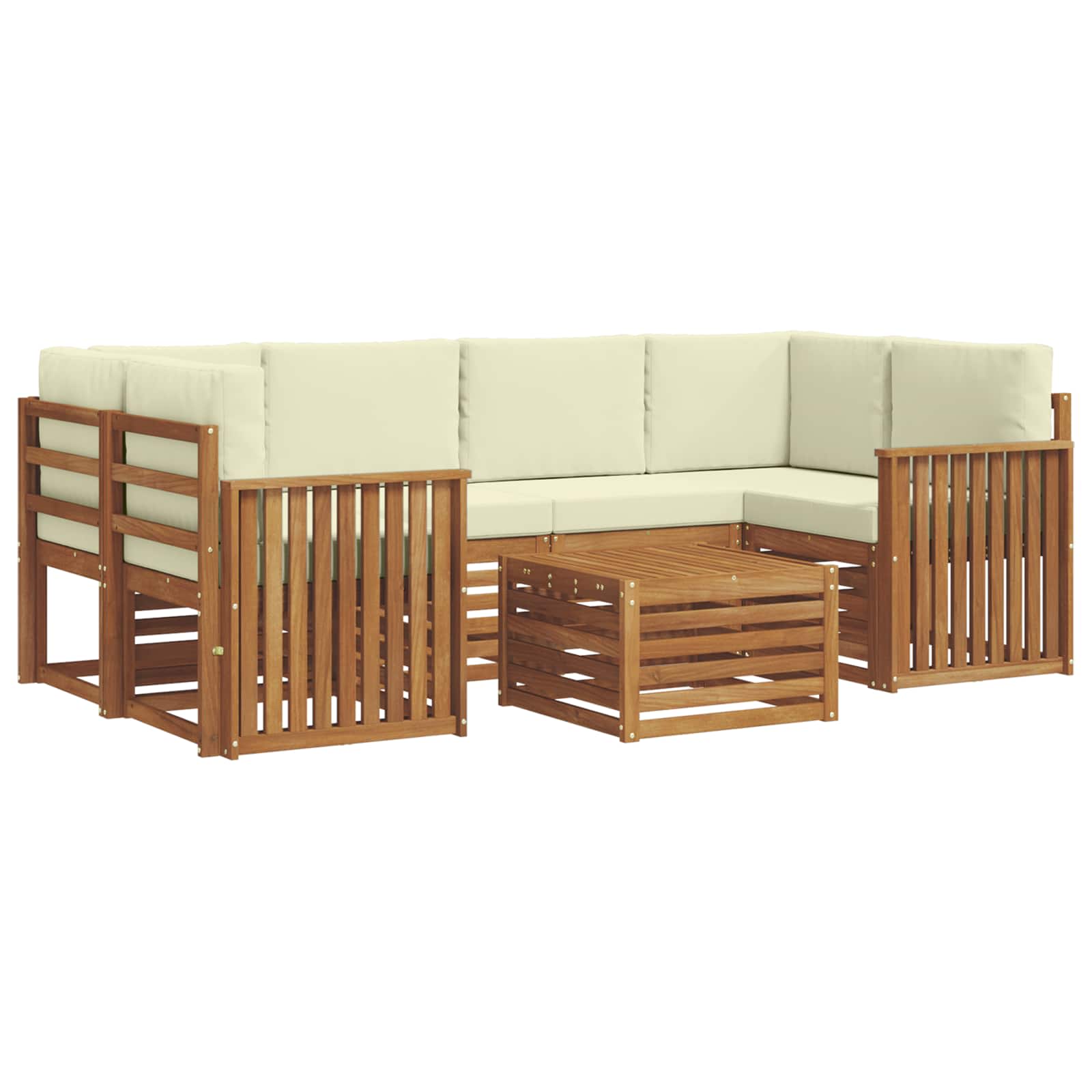 Set vanjskih sofa 7 pcs Prirodna i krem Čvrsto drvo akacije