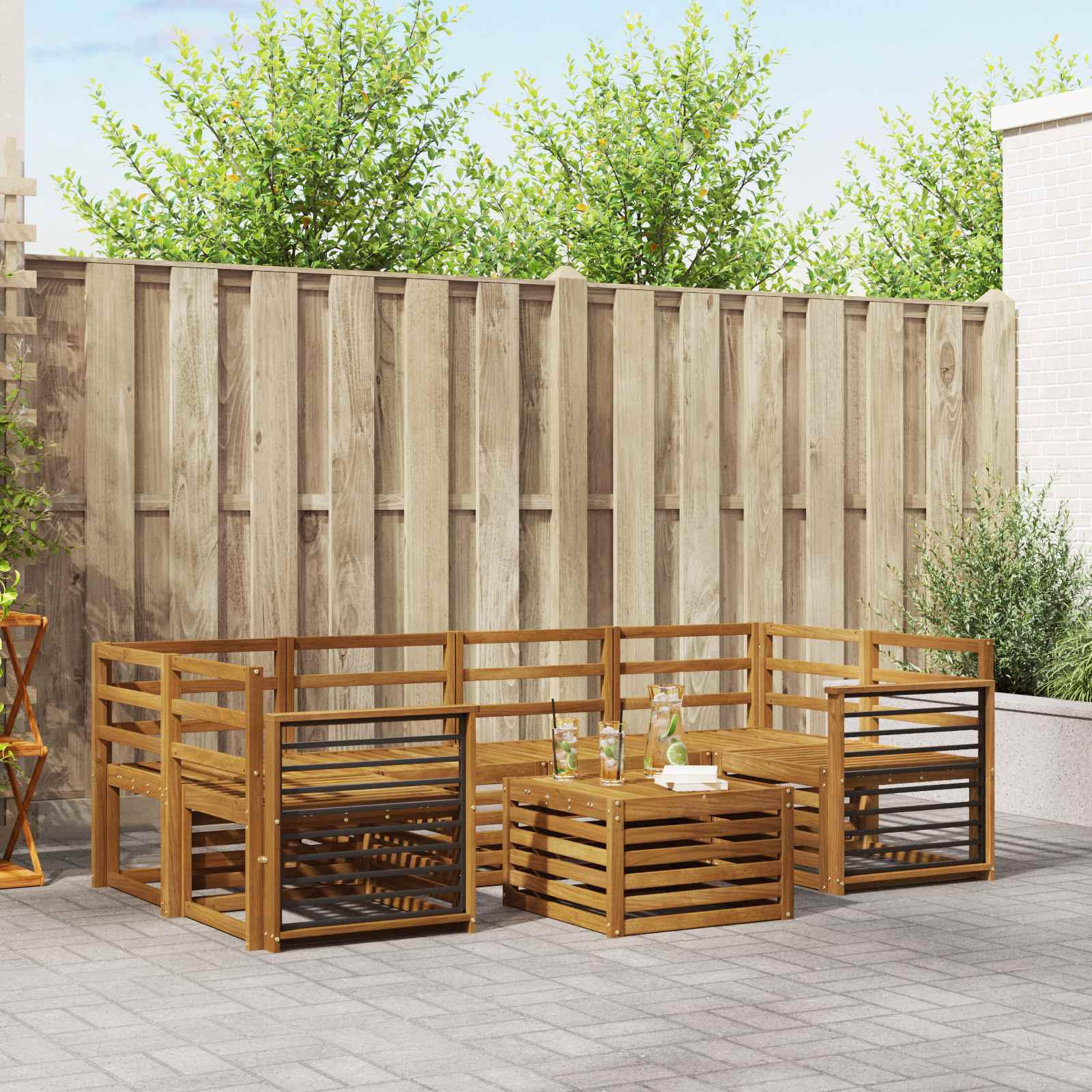 Setovi sofa 7 pcs Prirodna Čvrsto drvo akacije