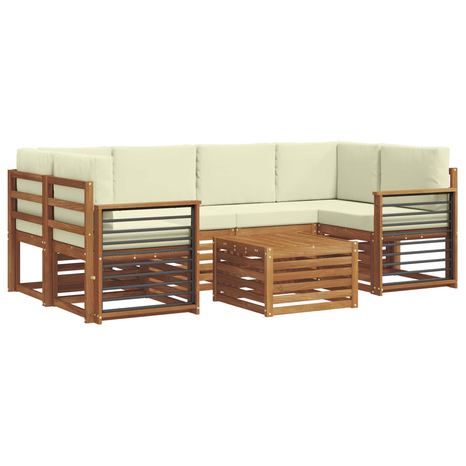 Set vanjskih sofa 7 pcs Prirodna i krem Čvrsto drvo akacije