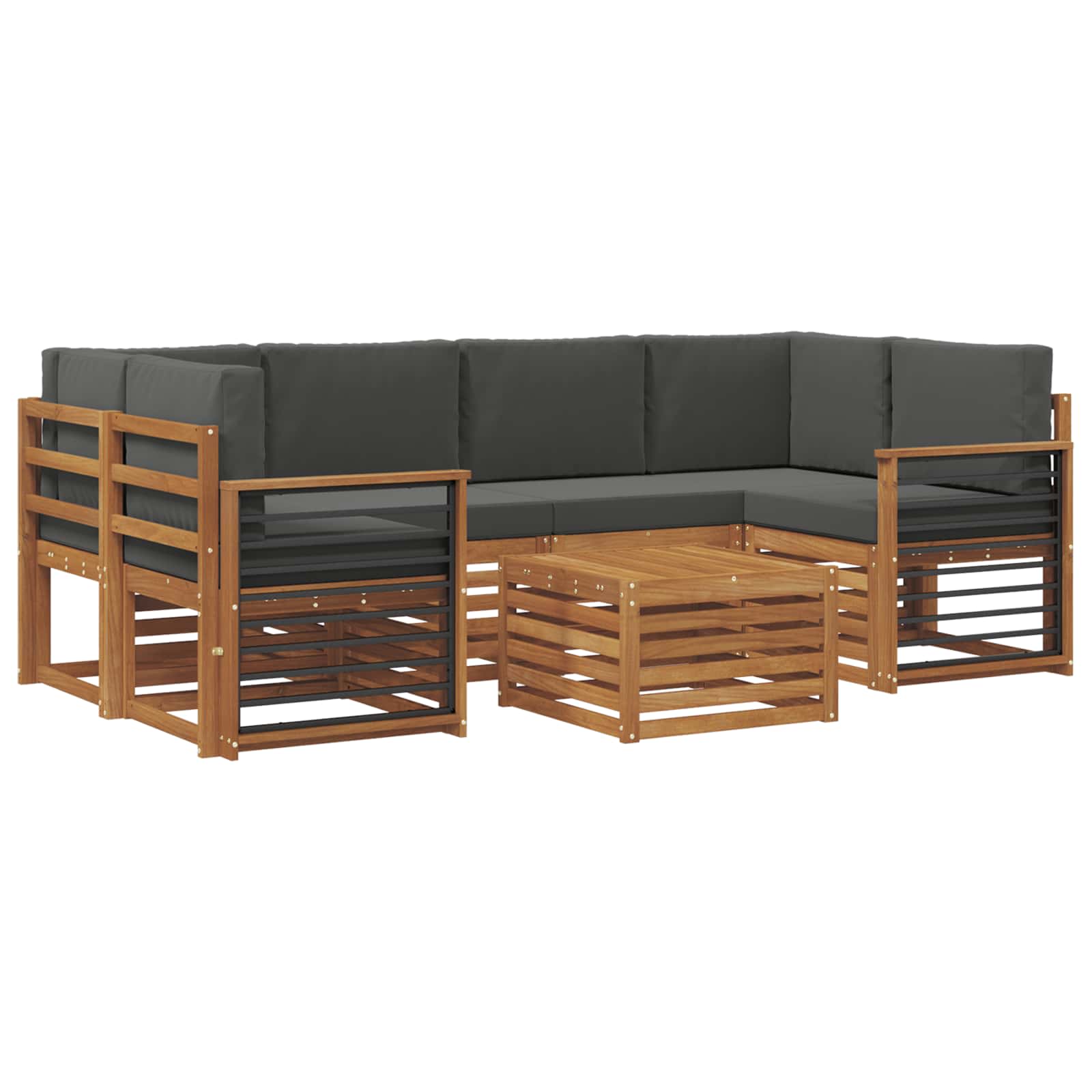 Set vanjskih sofa 7 pcs Prirodna i antracit Čvrsto drvo akacije