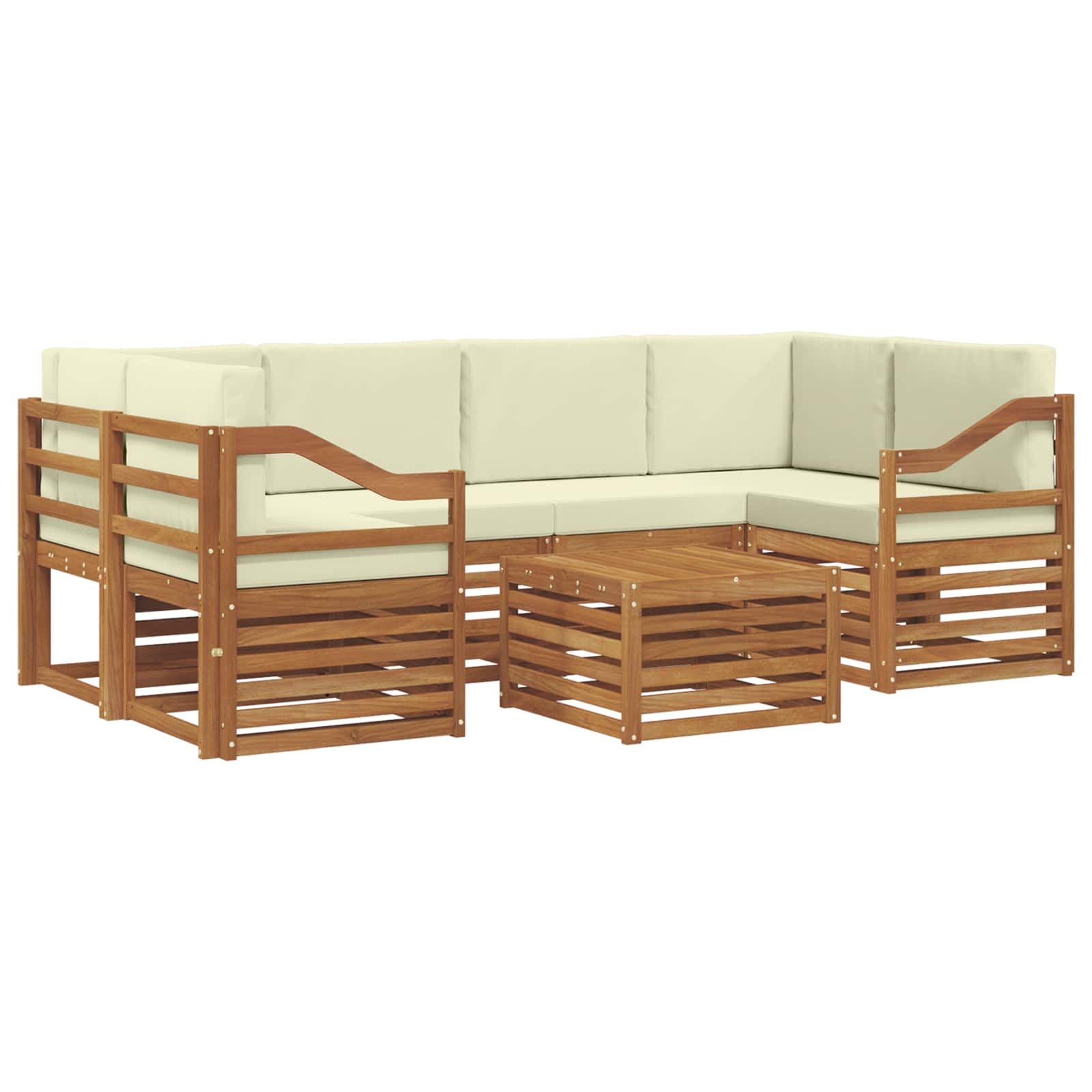 Set vanjskih sofa 7 pcs Prirodna i krem Čvrsto drvo akacije