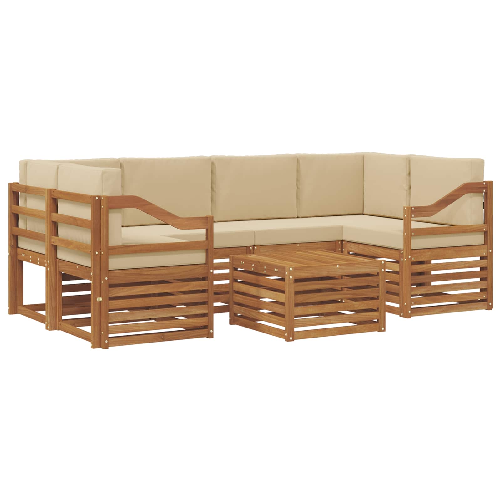 Set vanjskih sofa 7 pcs Prirodna i bež Čvrsto drvo akacije