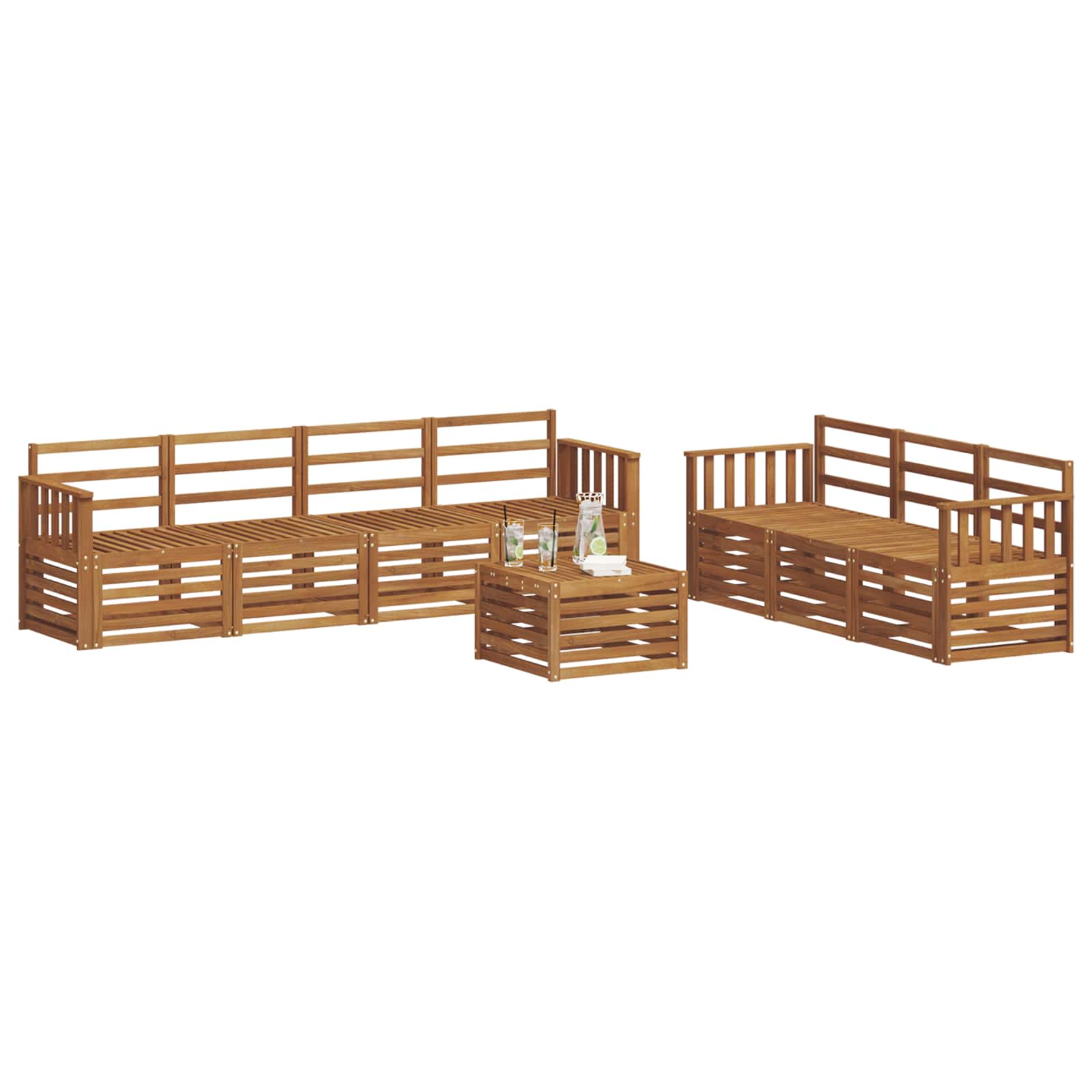 Setovi sofa 8 kom. Prirodna Čvrsto drvo akacije