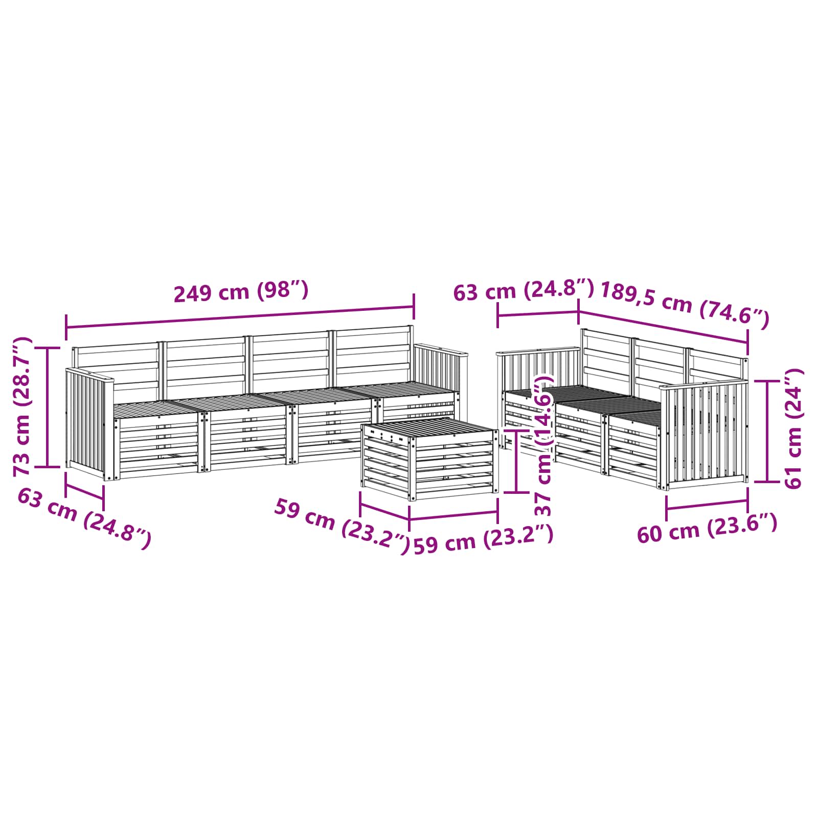 Setovi sofa 8 kom. Prirodna Čvrsto drvo akacije