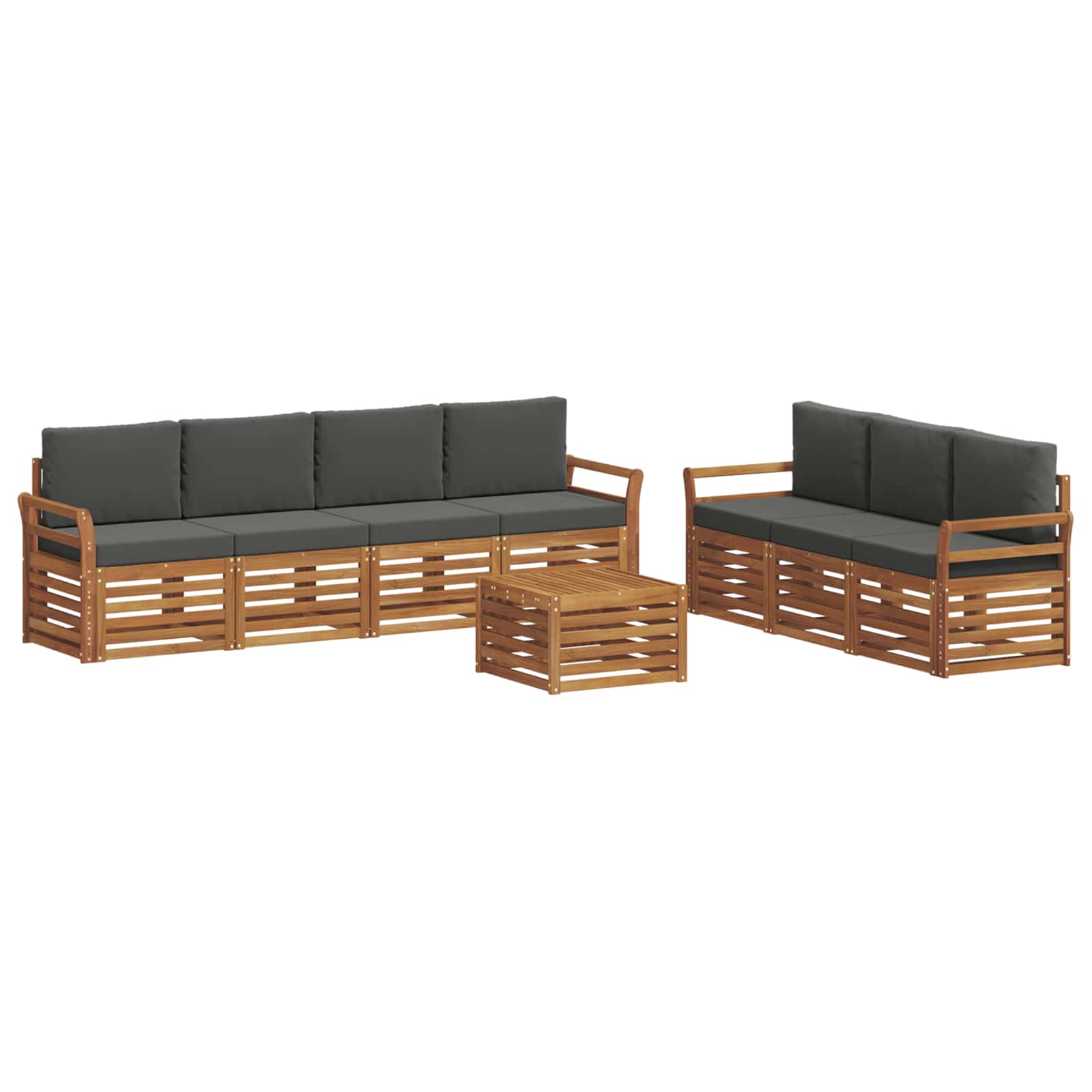 Setovi sofa 8 pcs Prirodna i antracit Čvrsto drvo akacije