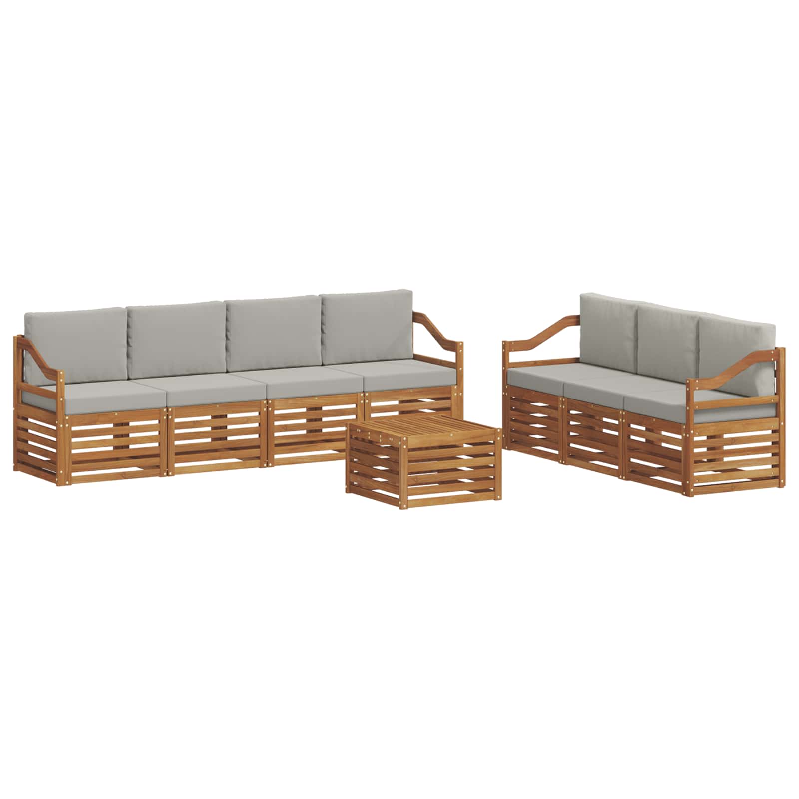 Setovi sofa 8 pcs Prirodna i svijetlo siva Čvrsto drvo akacije