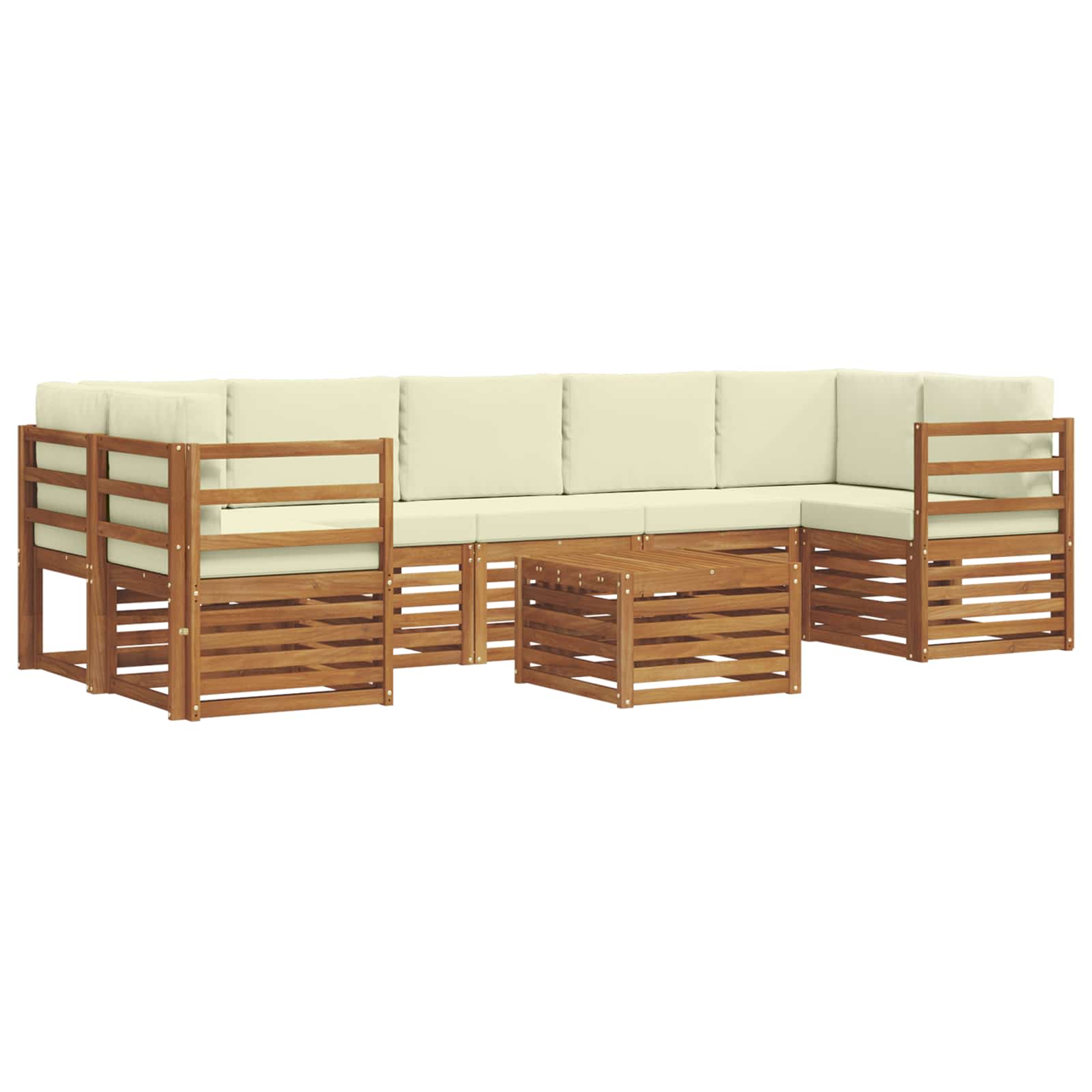 Set vanjskih sofa 8 pcs Prirodna i krem Čvrsto drvo akacije
