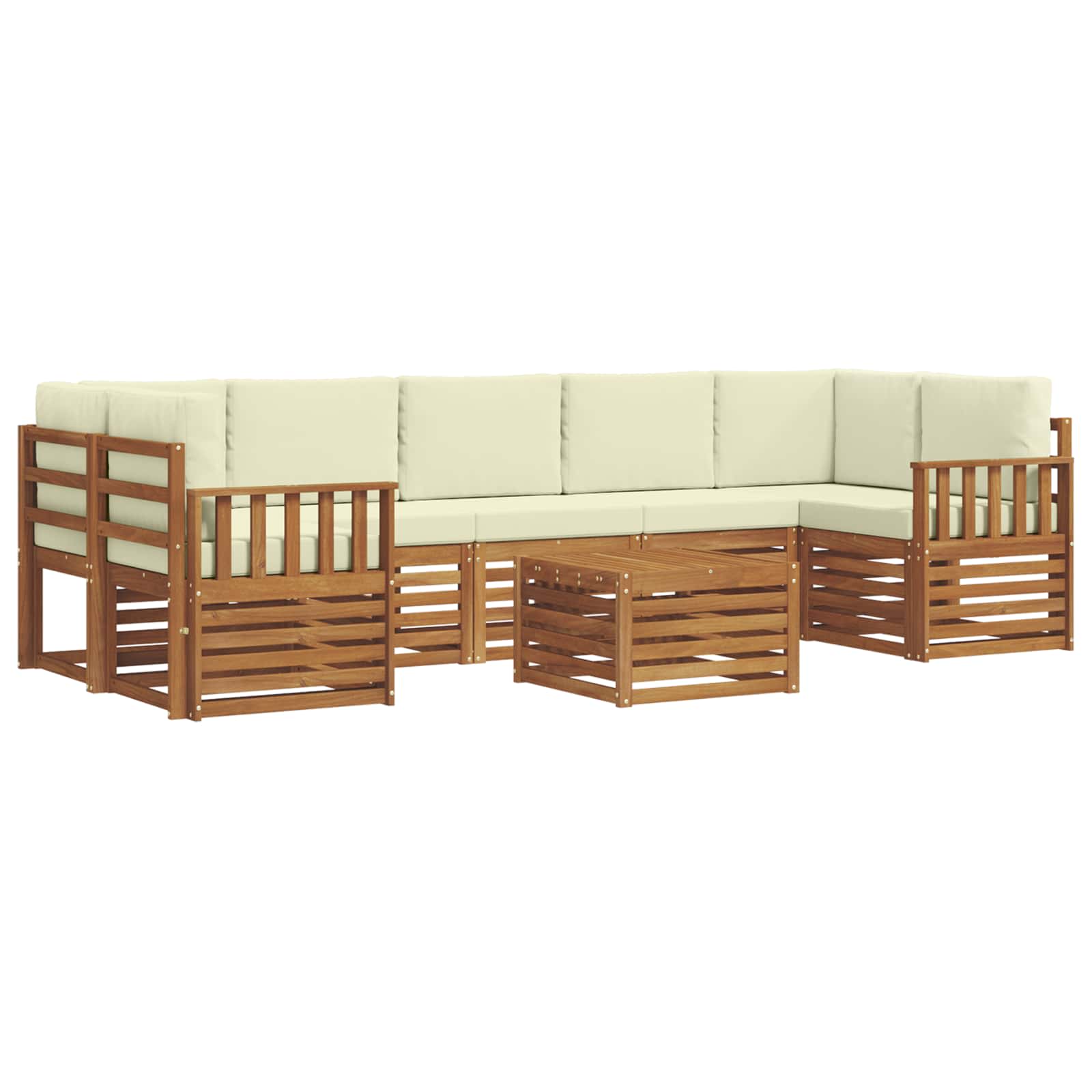 Set vanjskih sofa 8 pcs Prirodna i krem Čvrsto drvo akacije