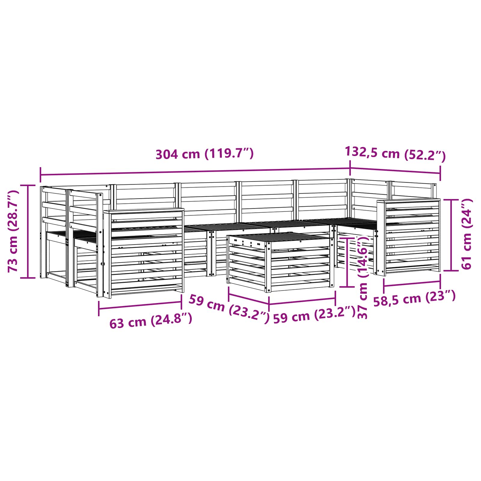 Setovi sofa 8 pcs Prirodna Čvrsto drvo akacije