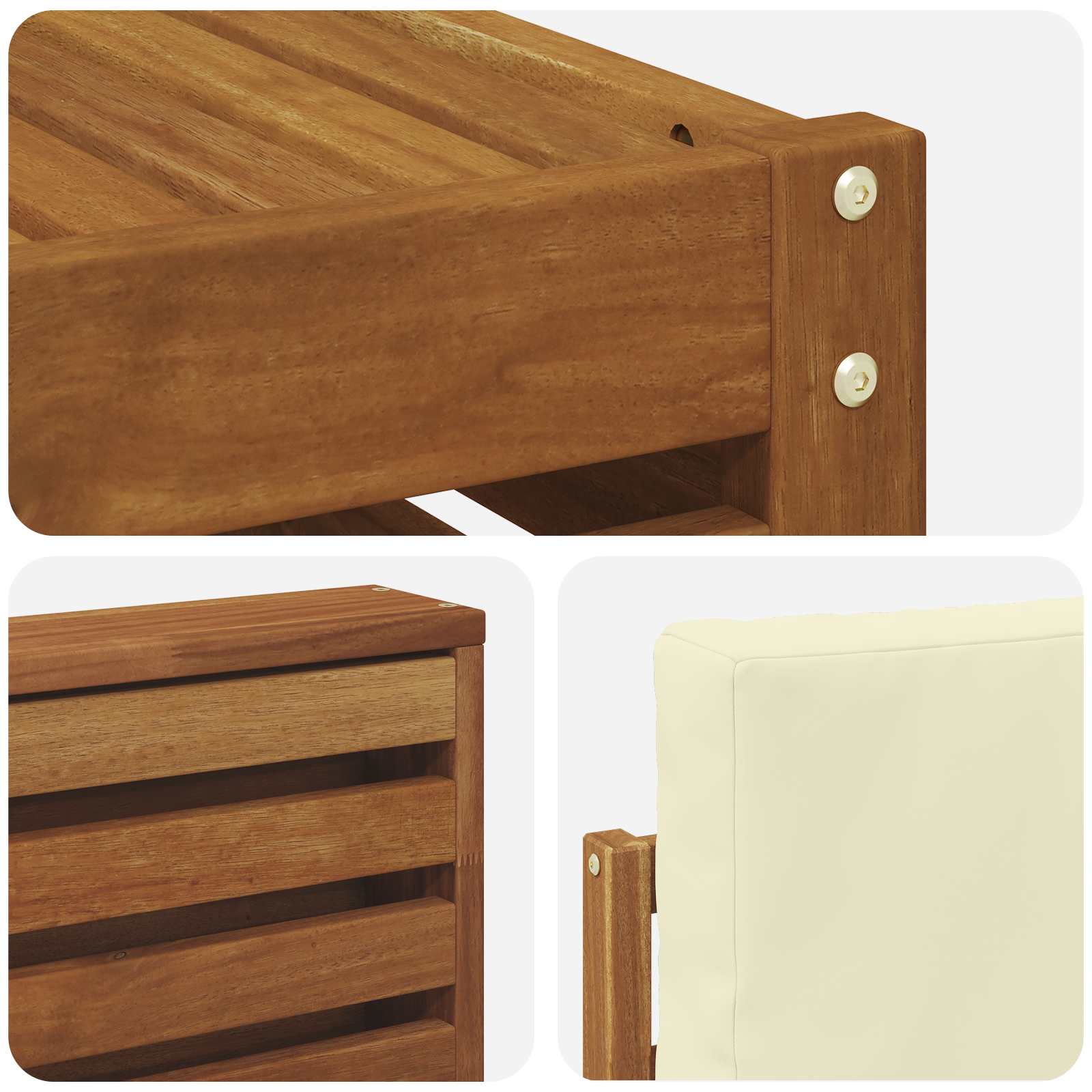 Set vanjskih sofa 8 pcs Prirodna i krem Čvrsto drvo akacije