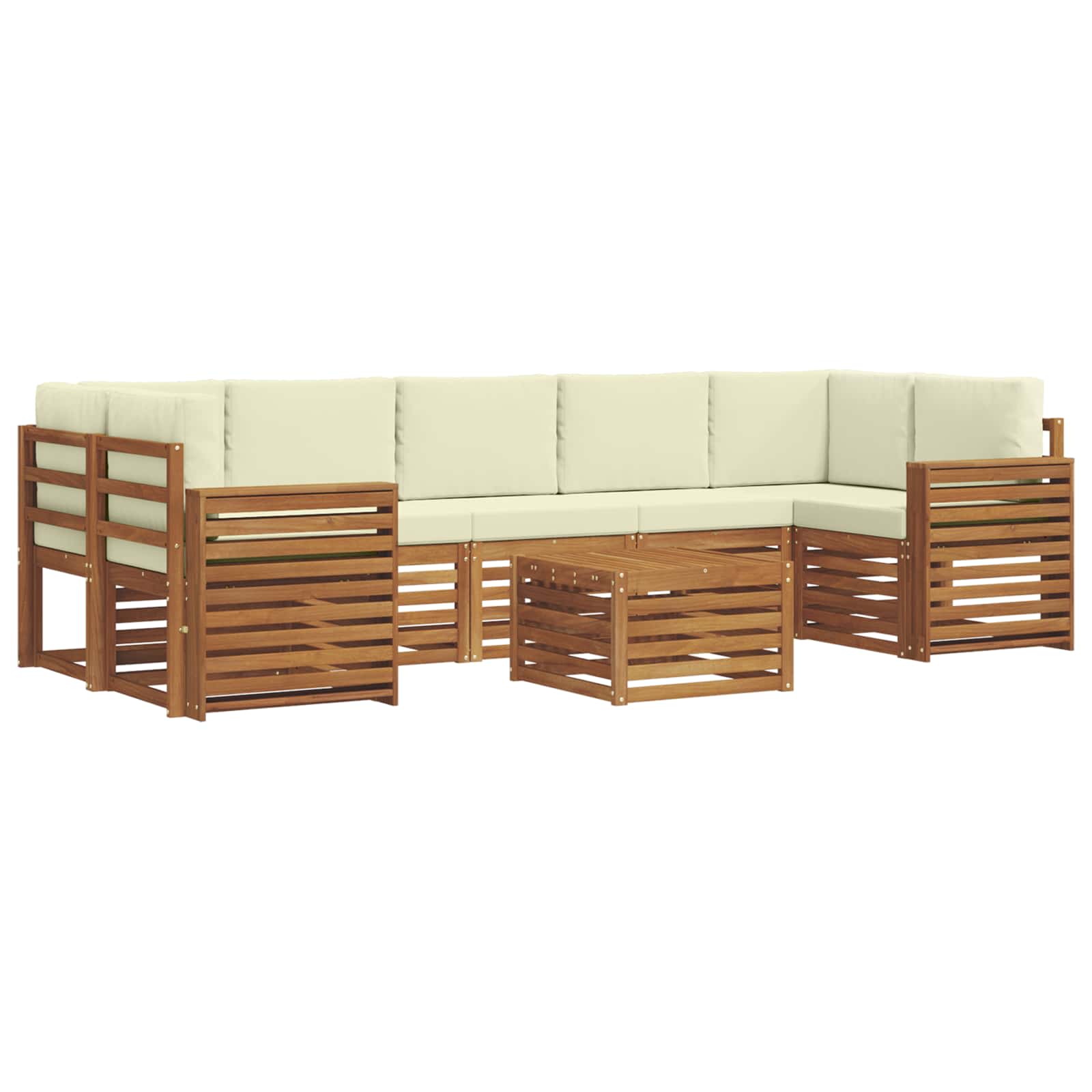 Set vanjskih sofa 8 pcs Prirodna i krem Čvrsto drvo akacije