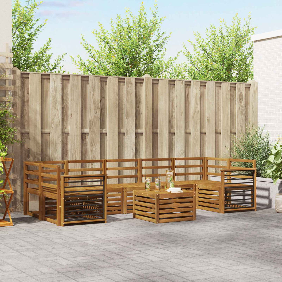 Set vanjskih sofa 8 kom. Prirodna Čvrsto drvo akacije Smeđa