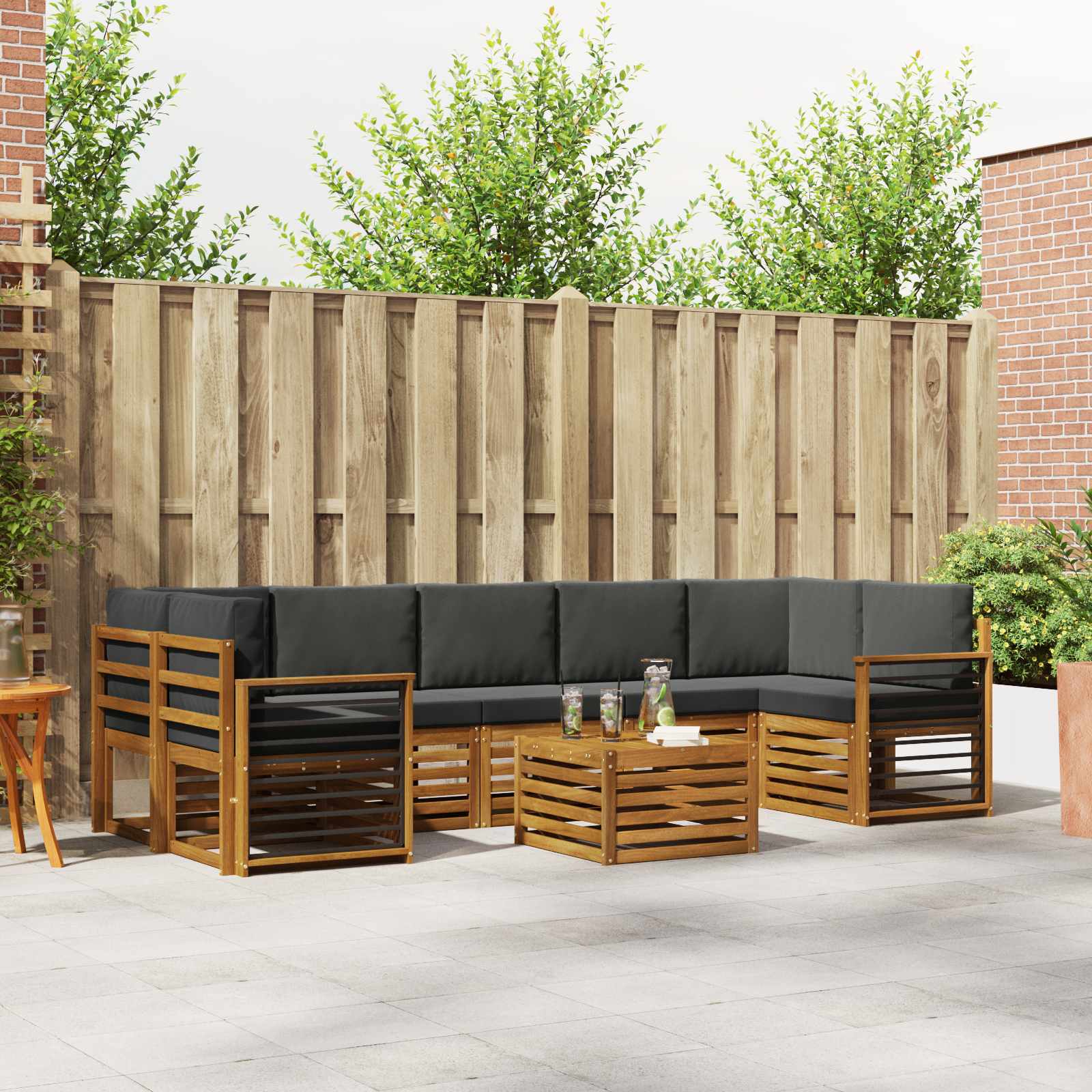 Set vanjskih sofa 8 pcs Prirodna i antracit Čvrsto drvo akacije