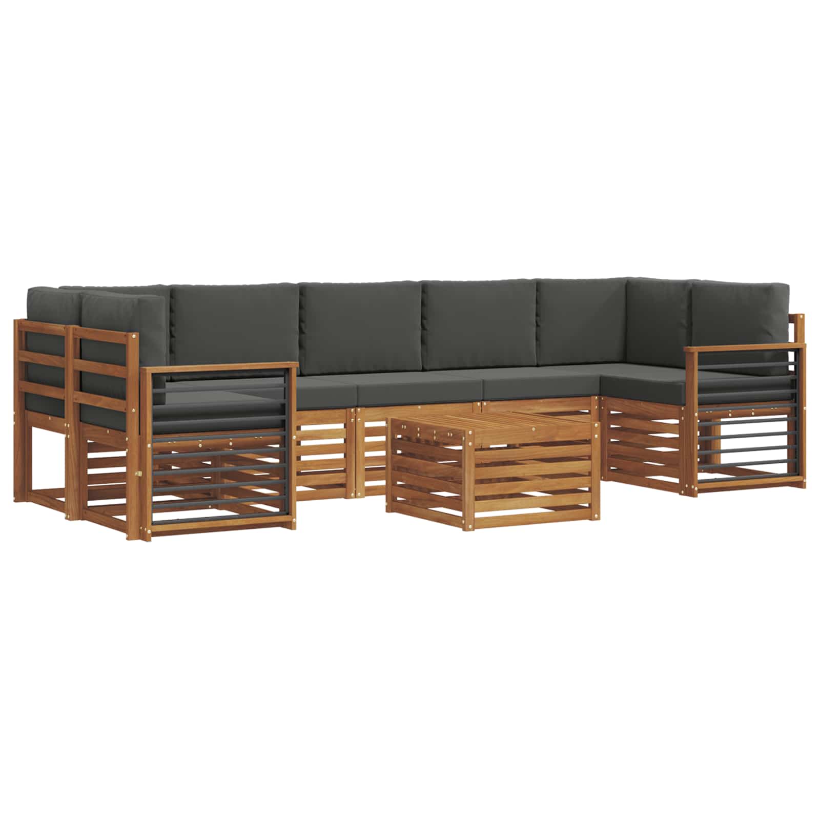 Set vanjskih sofa 8 pcs Prirodna i antracit Čvrsto drvo akacije