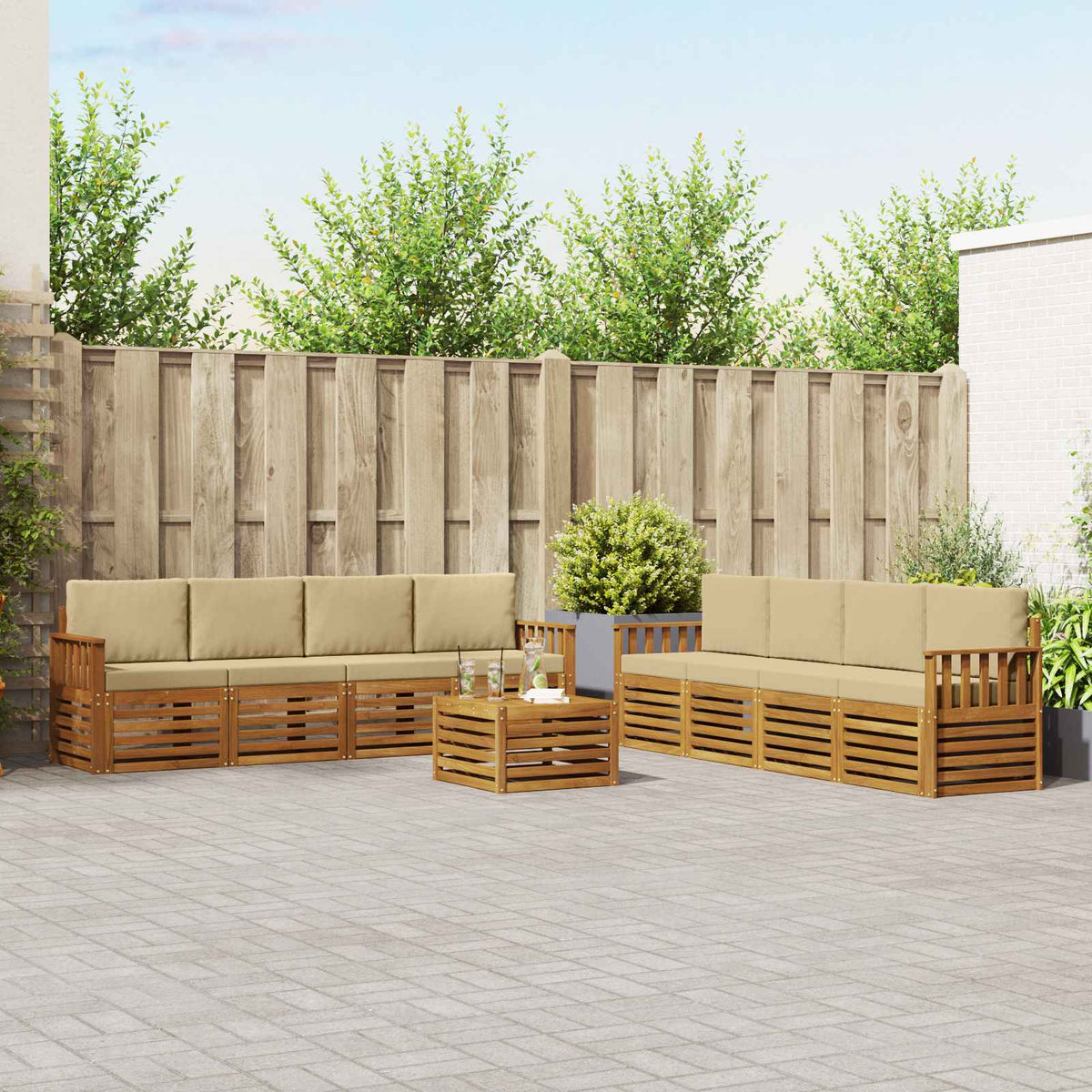 Set vanjskih sofa 9 kom. Prirodna i bež
