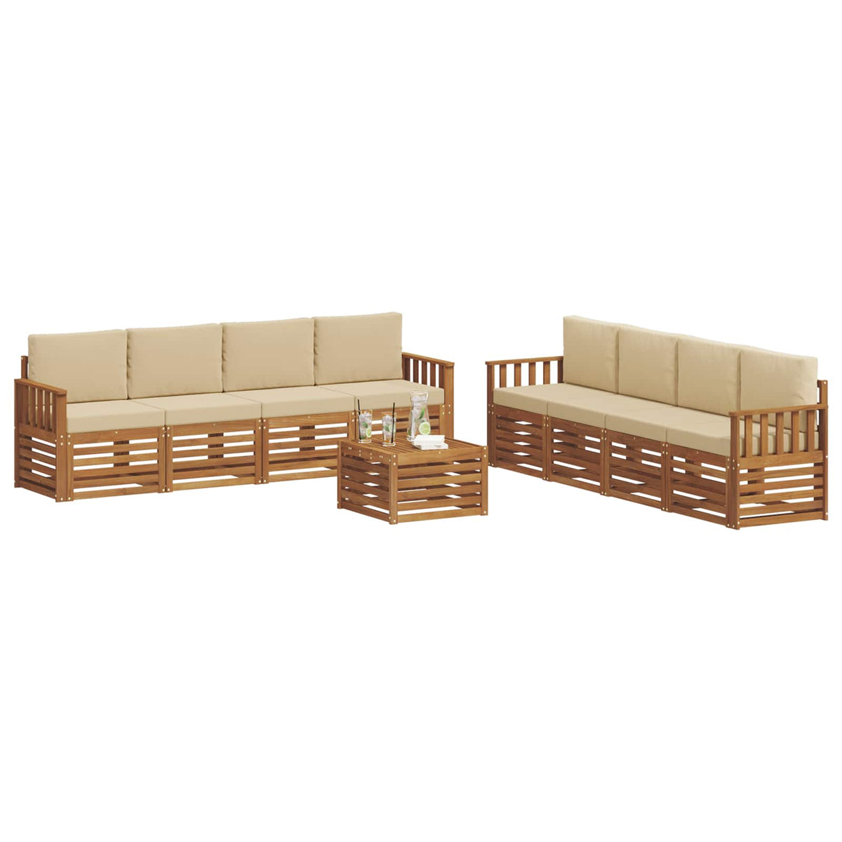 Set vanjskih sofa 9 kom. Prirodna i bež