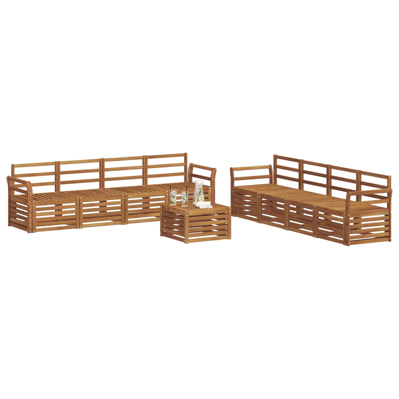 Setovi sofa 9 pcs Prirodna Čvrsto drvo akacije