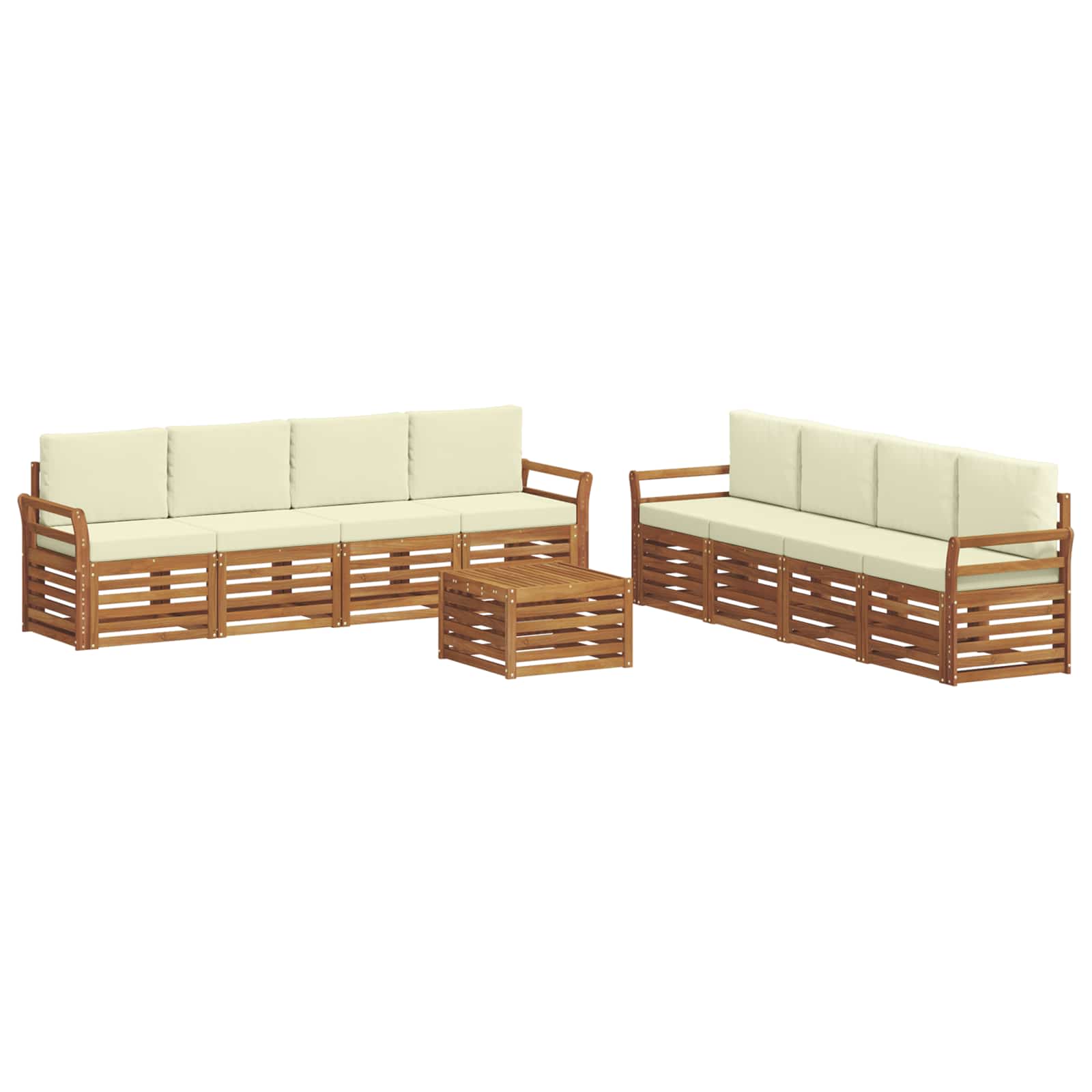 Setovi sofa 9 pcs Prirodna i krem Čvrsto drvo akacije