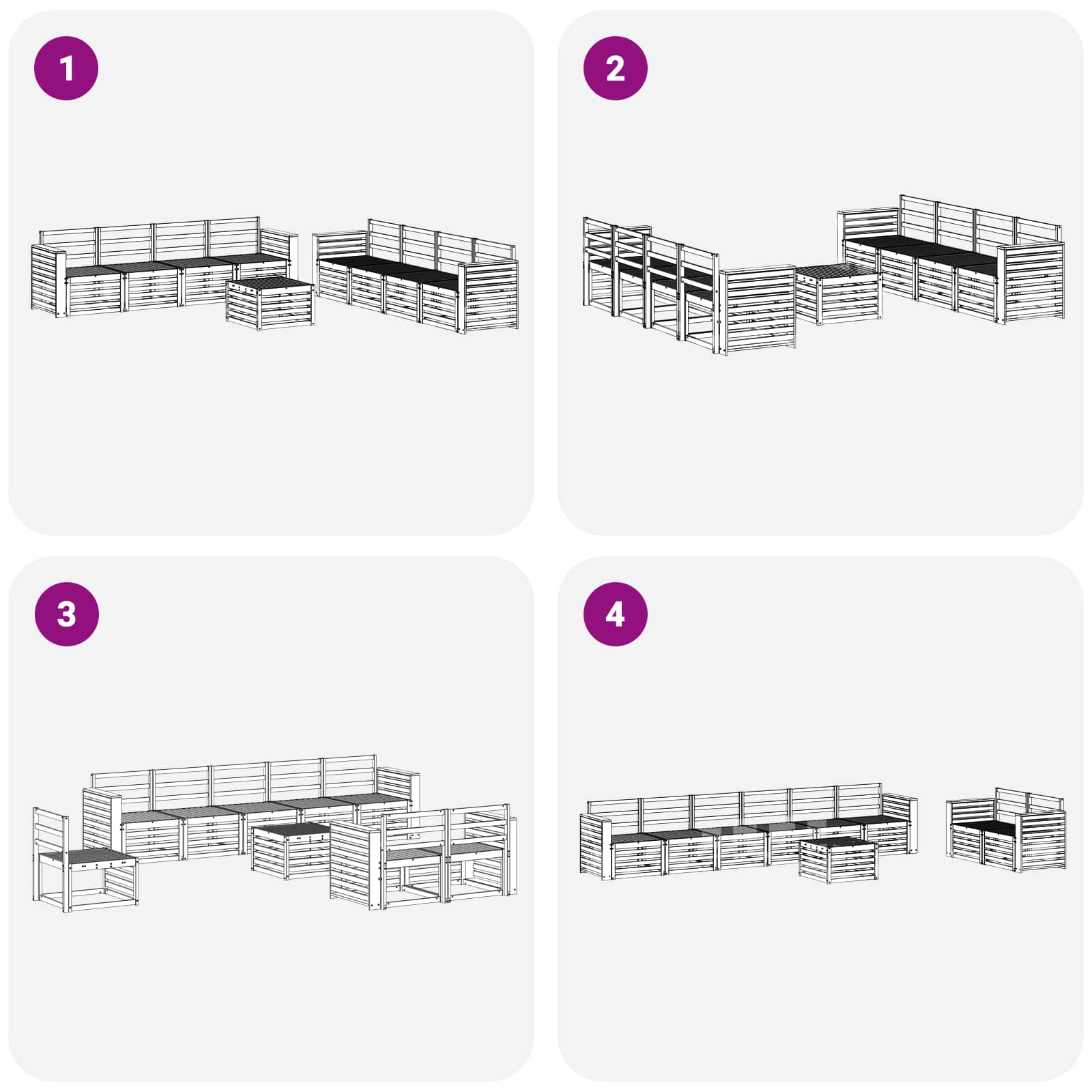 Setovi sofa 9 pcs Prirodna Čvrsto drvo akacije