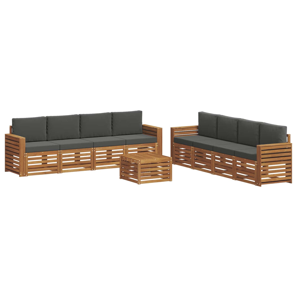 Set vanjskih sofa 9 kom. Prirodna i antracit
