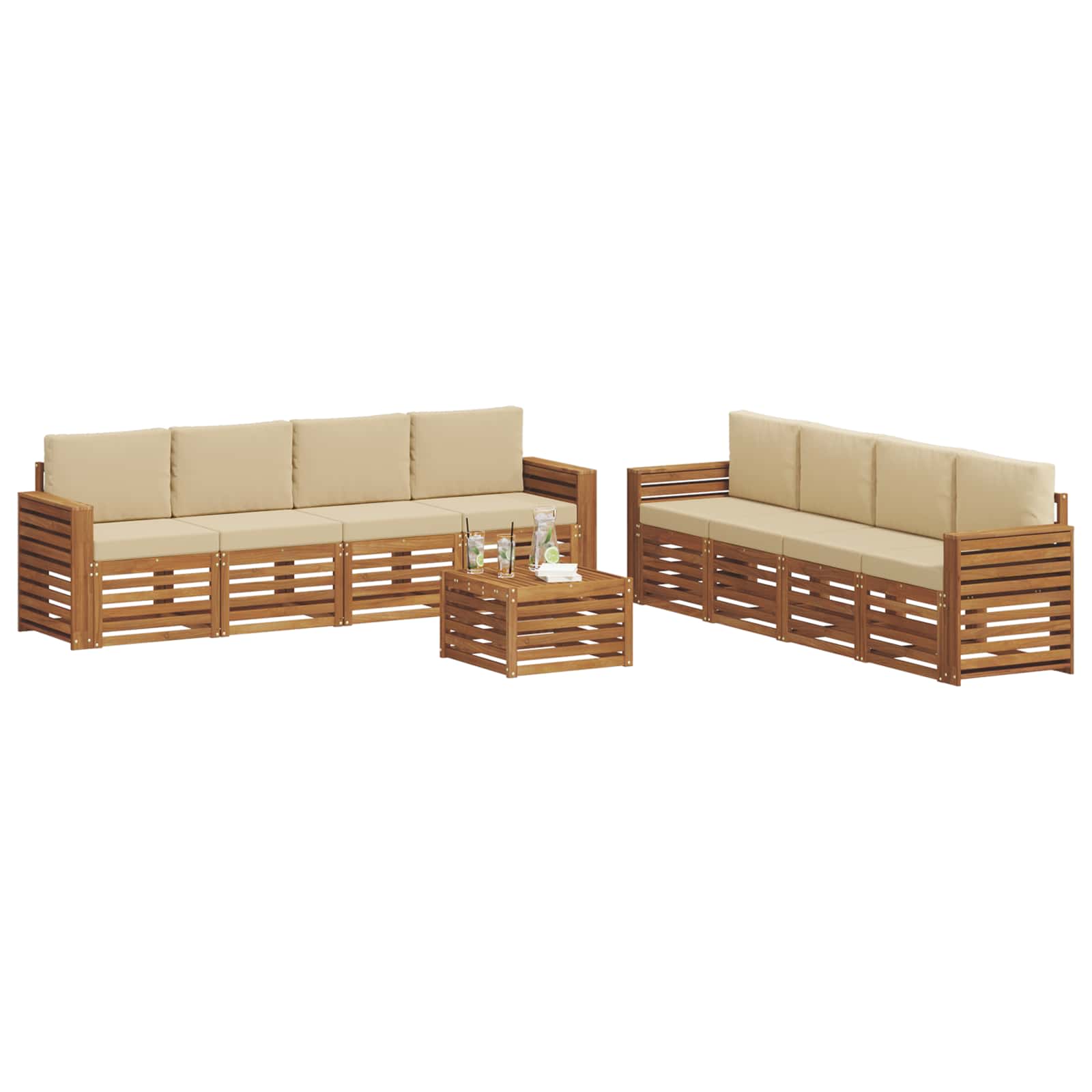 Set vanjskih sofa 9 kom. Prirodna i bež