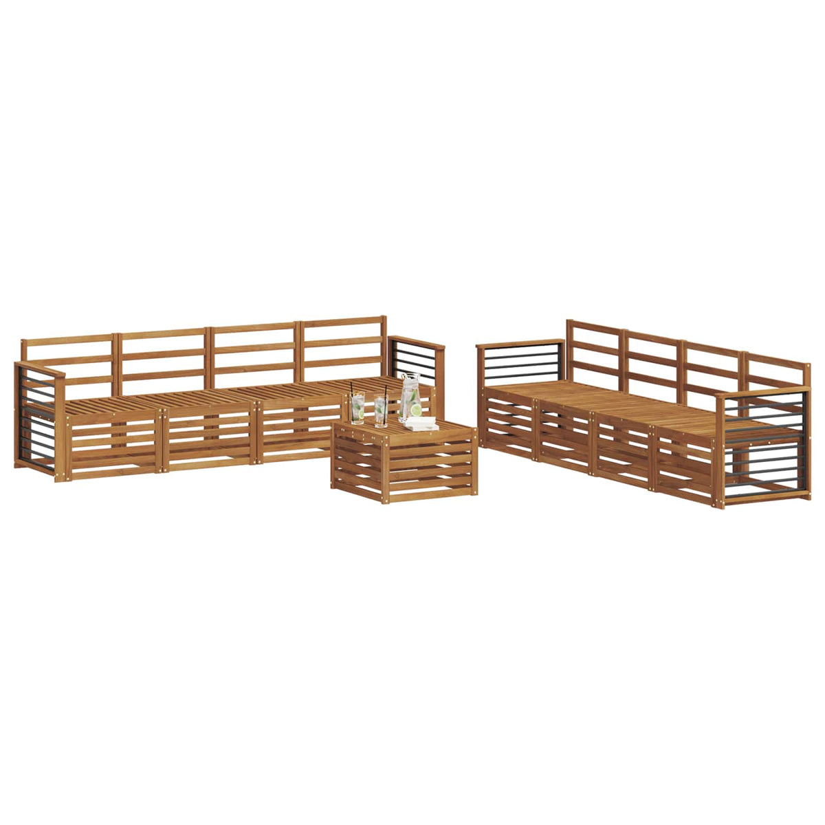 Set vanjskih sofa 9 kom. Prirodna