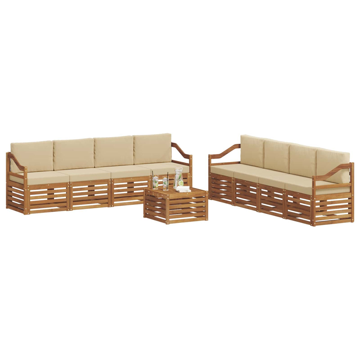 Set vanjskih sofa 9 kom. Prirodna i bež