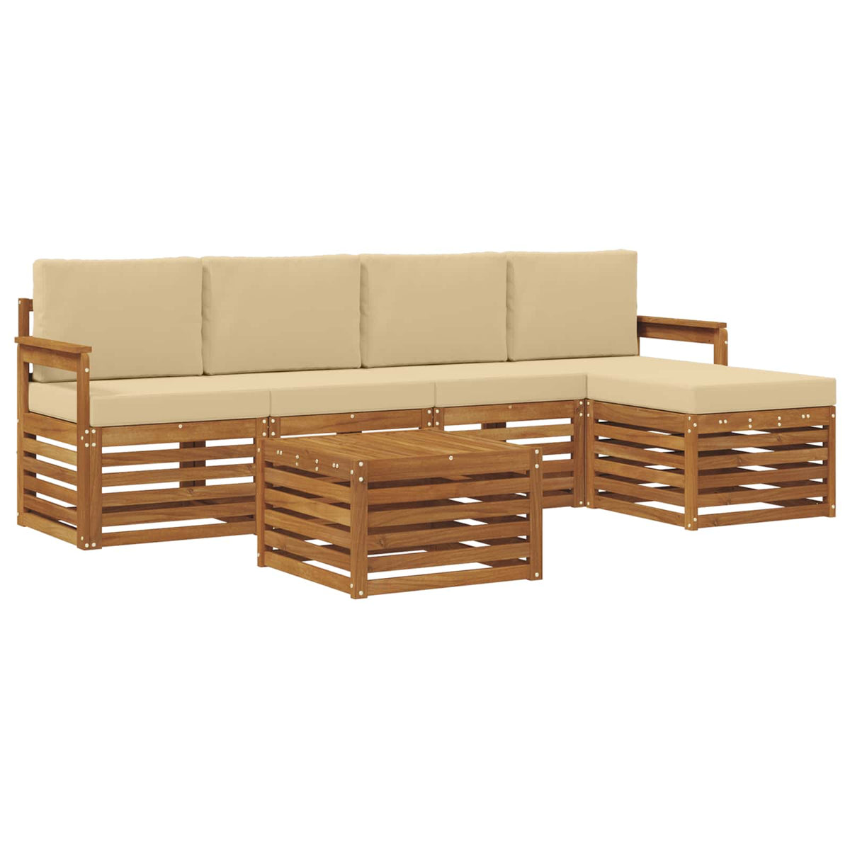 Set vanjskih sofa 6 kom. Prirodna i bež Bijela 59 x 59 x 37 cm