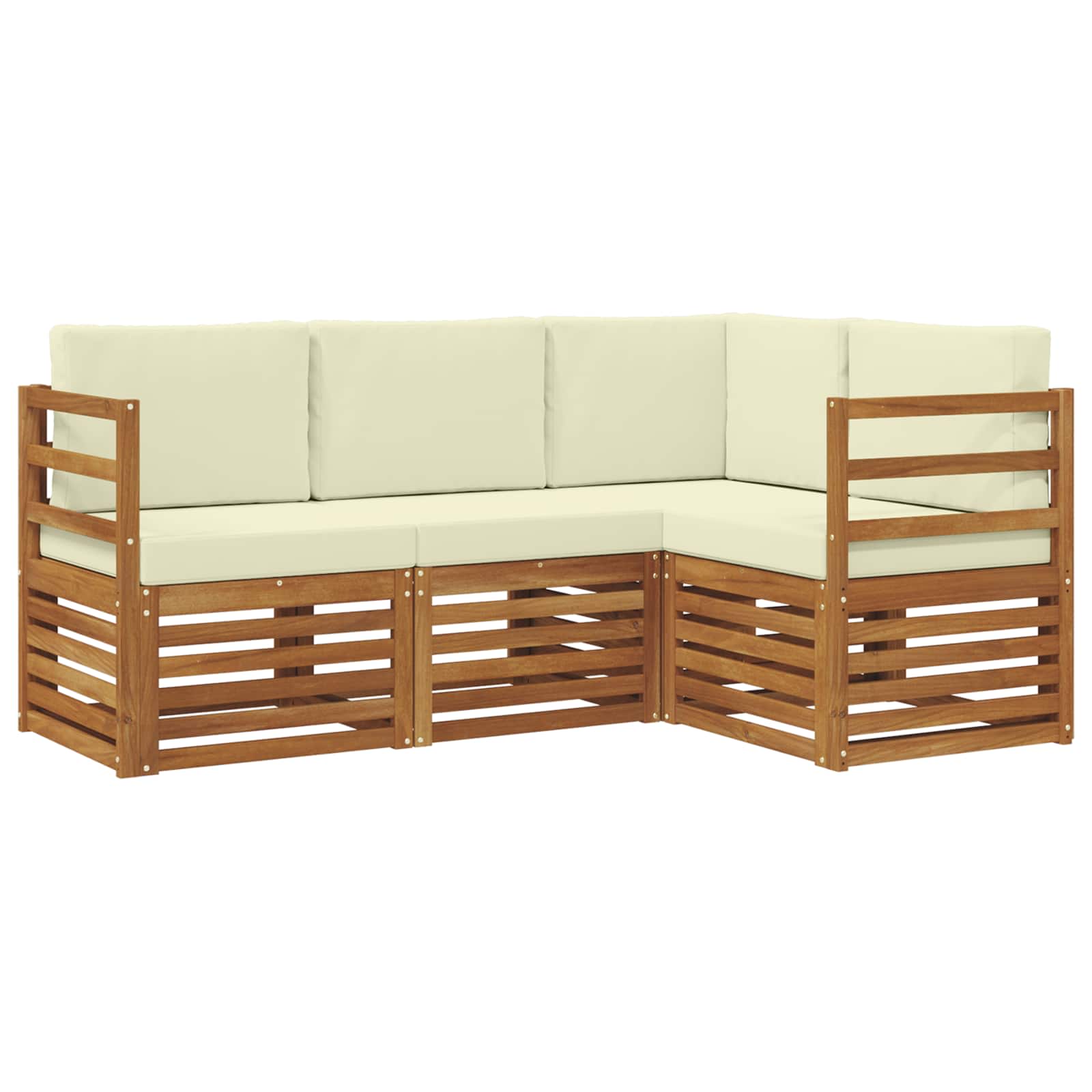 Setovi sofa 4 pcs Prirodna i krem Čvrsto drvo akacije