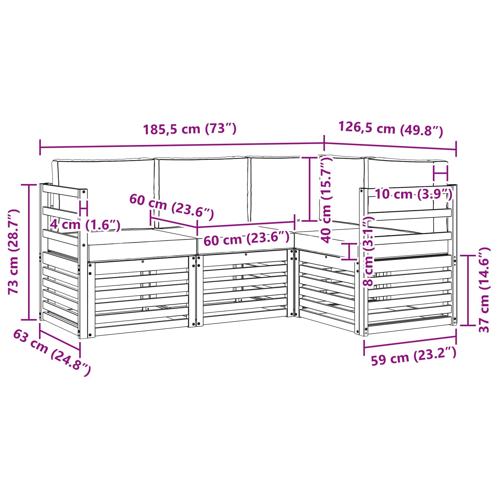 Setovi sofa 4 pcs Prirodna i krem Čvrsto drvo akacije