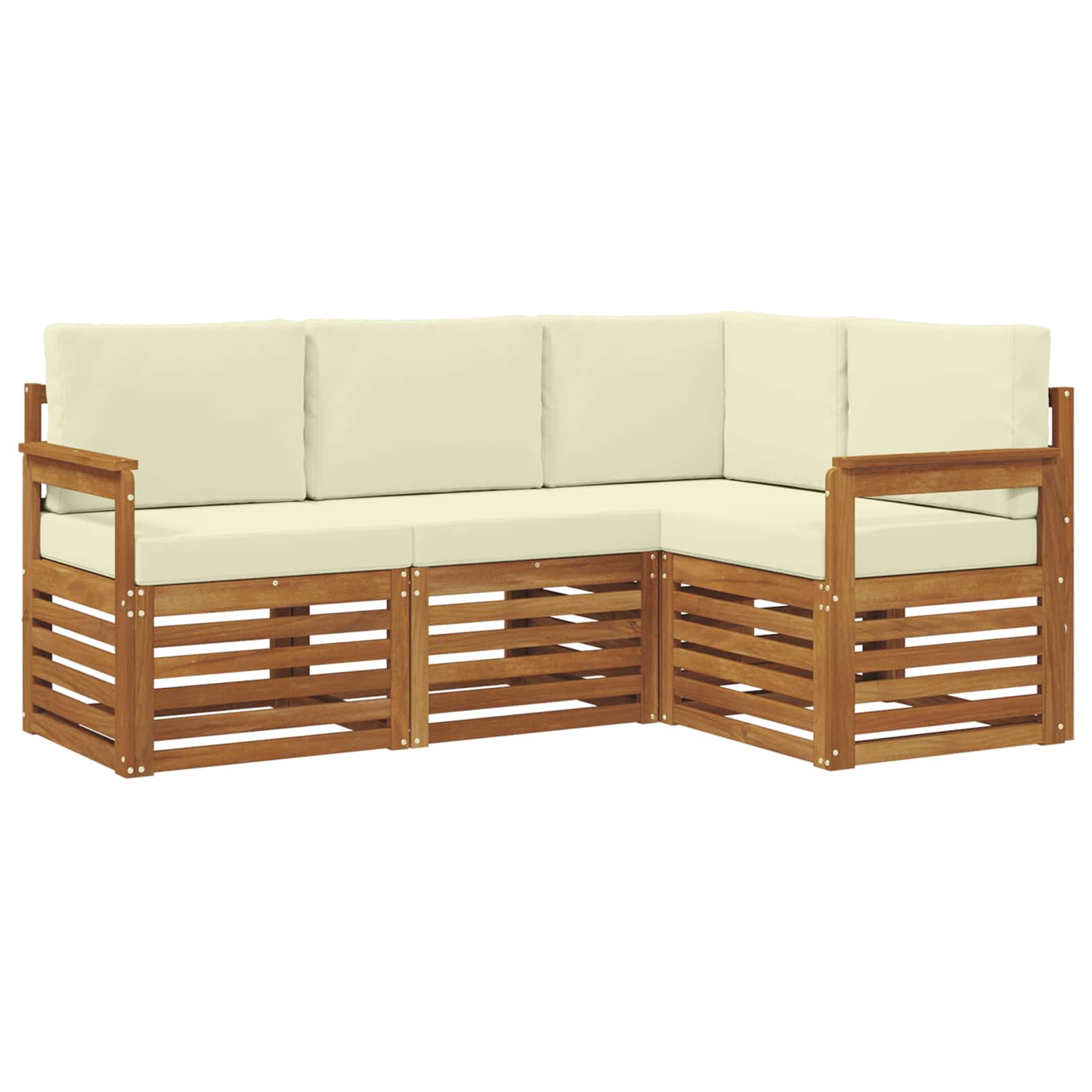 Setovi sofa 4 pcs Prirodna i krem Čvrsto drvo akacije
