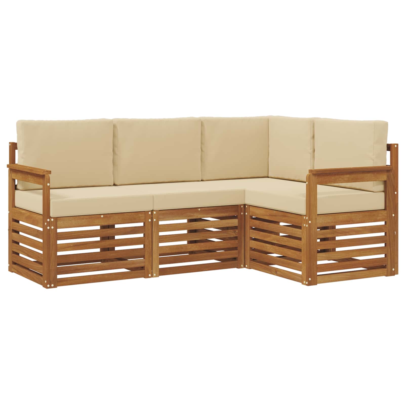 Setovi sofa s jastukom 4 pcs Prirodna i bež Čvrsto drvo akacije