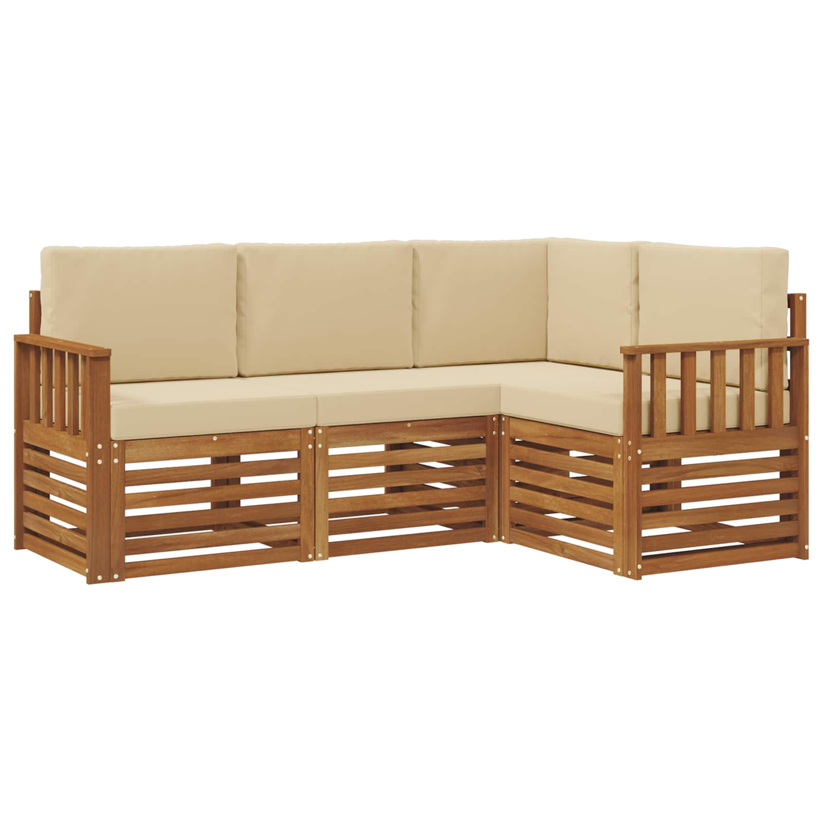 Setovi sofa s jastukom 4 pcs Prirodna i bež Čvrsto drvo akacije