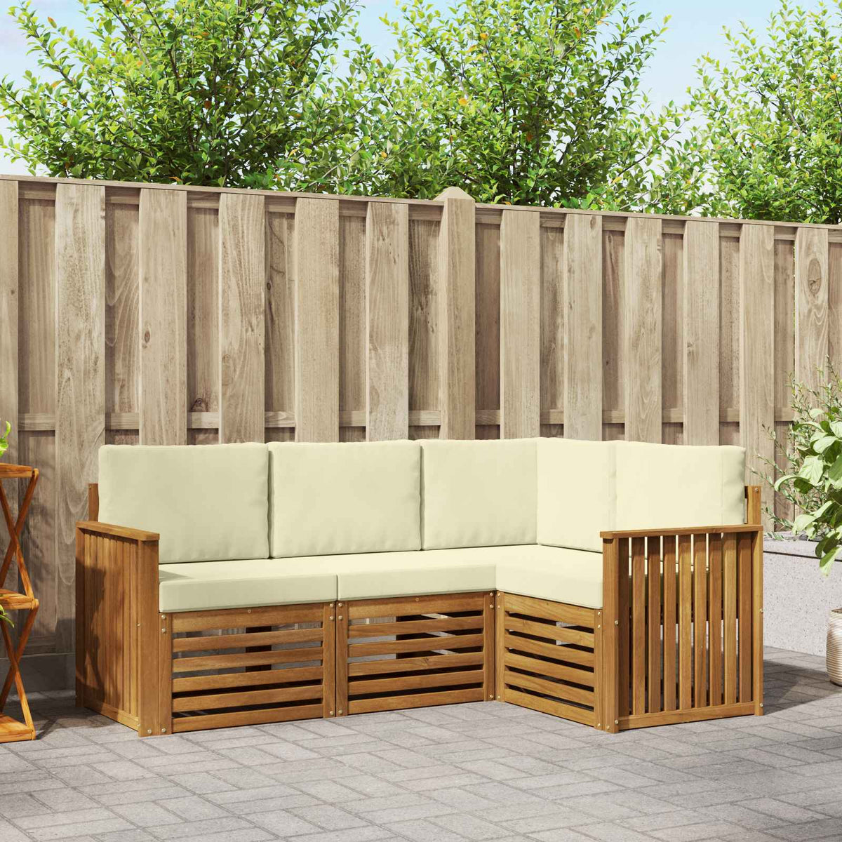 Set vanjskih sofa 4 kom. Prirodna i krem Poliester