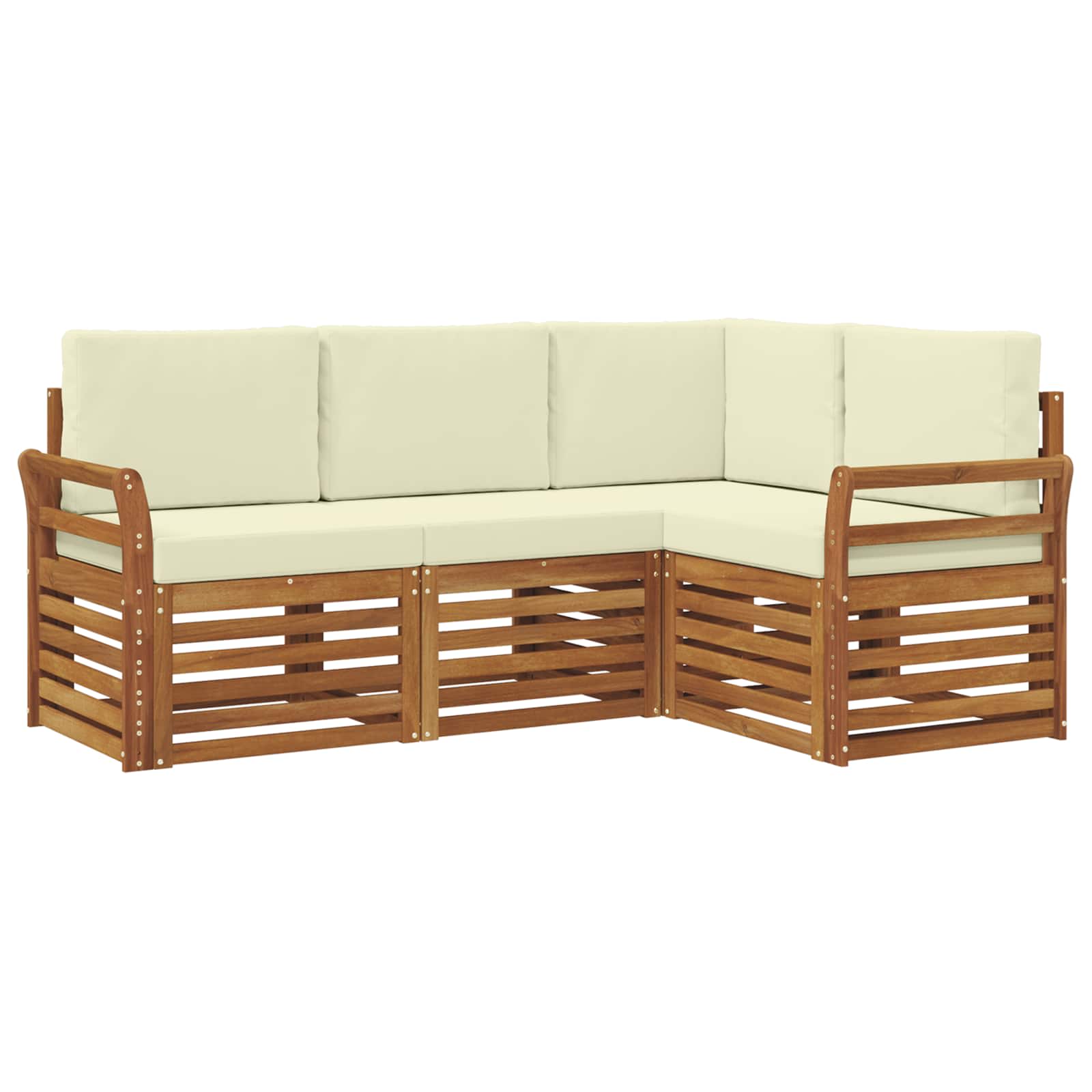 Setovi sofa 4 pcs Prirodna i krem Čvrsto drvo akacije