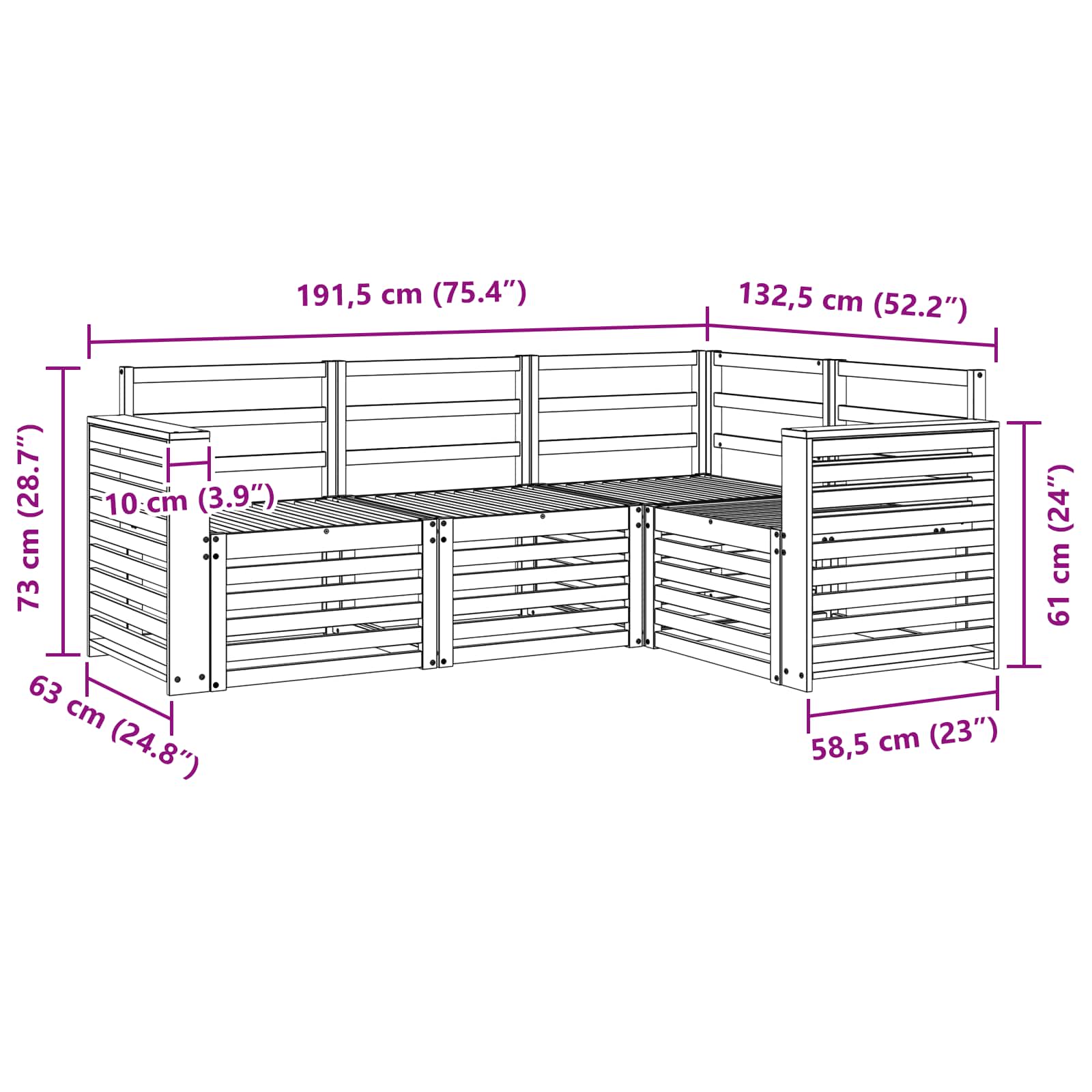 Setovi sofa 4 pcs Prirodna Čvrsto drvo akacije